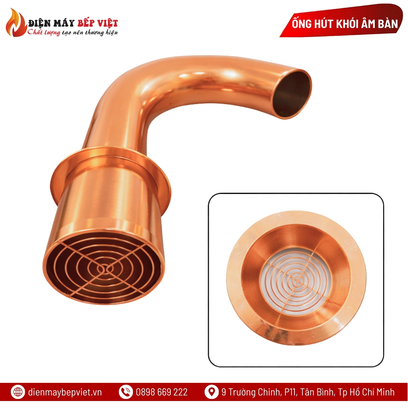 Ống Hút Khói Âm Bàn Nổi Màu Đồng