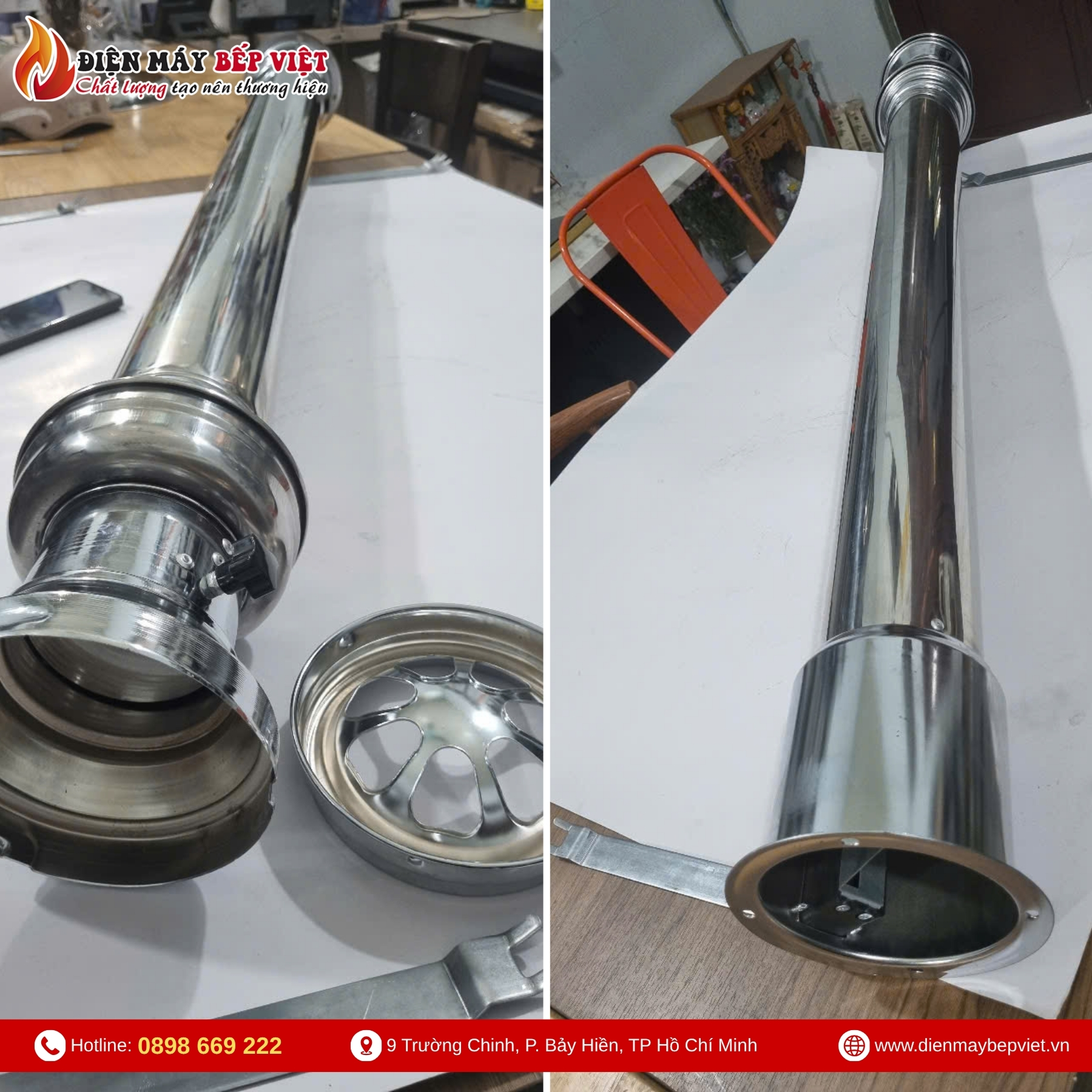 Ống Hút Khói Cứng Màu Inox