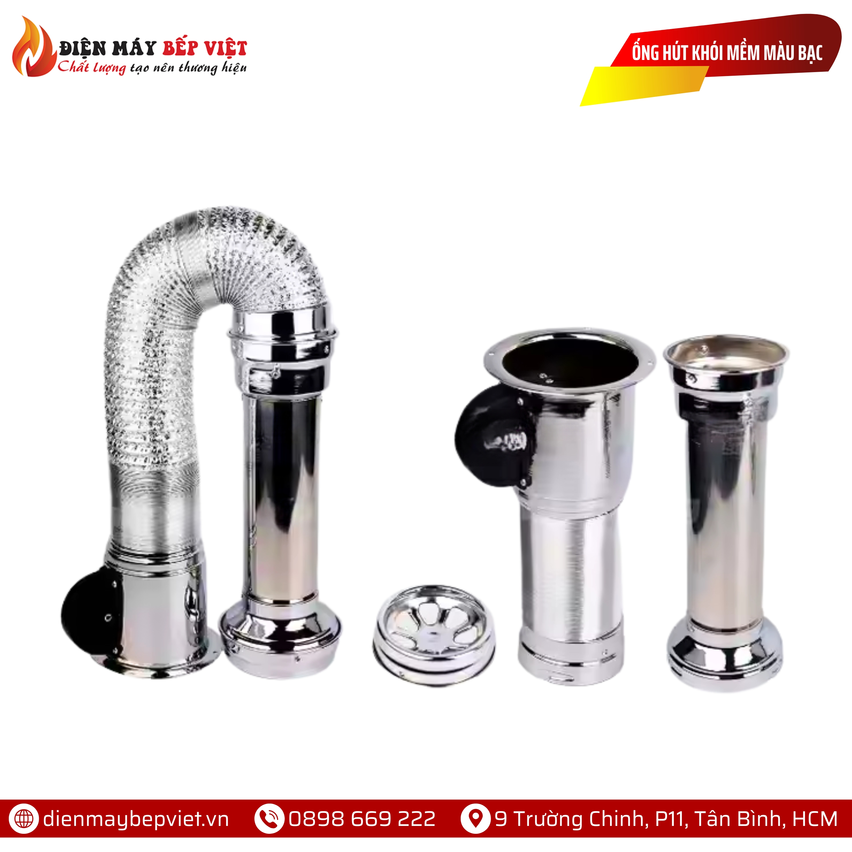 Ống Hút Khói Mềm Màu Bạc