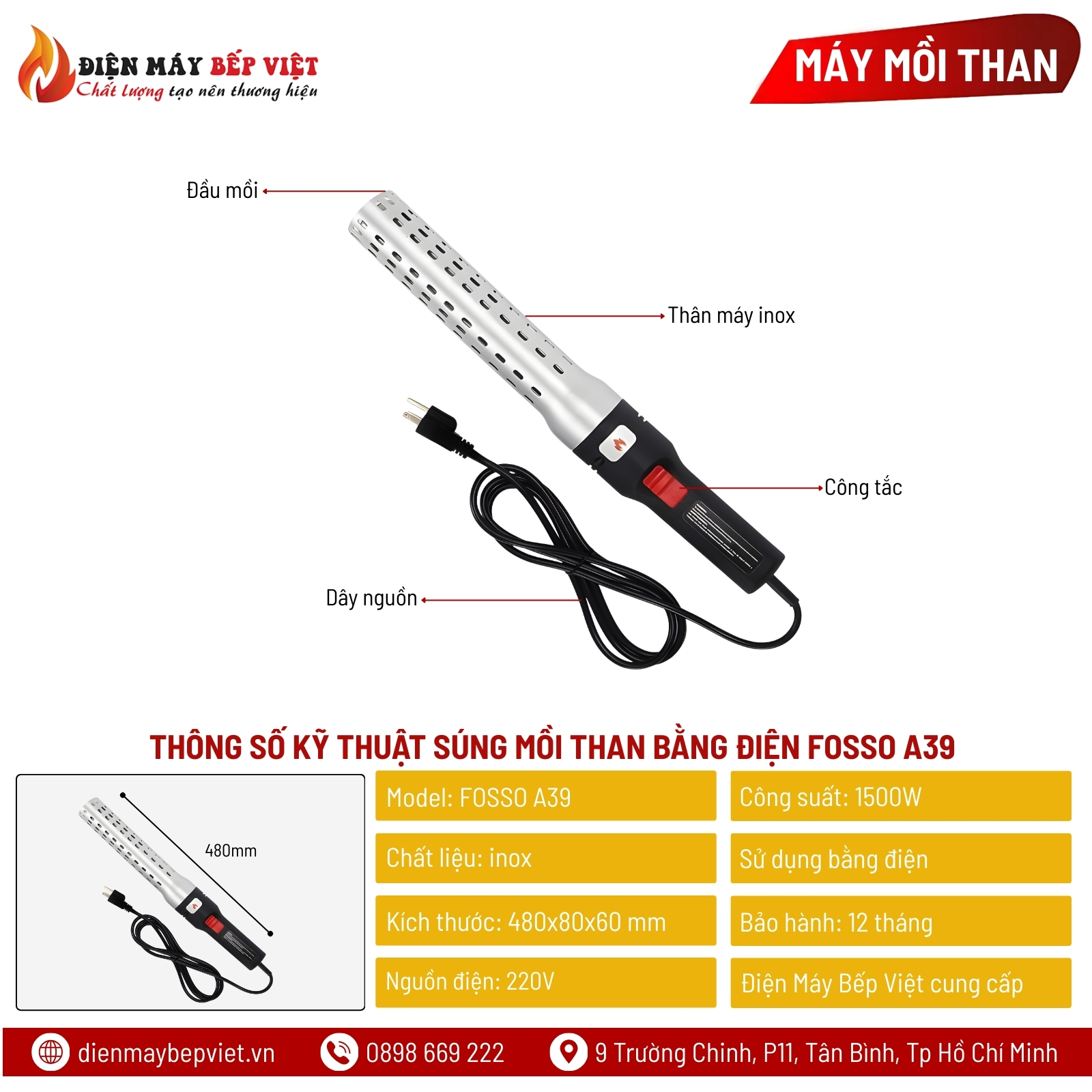 Súng Mồi Than Bằng Điện FOSSO A39