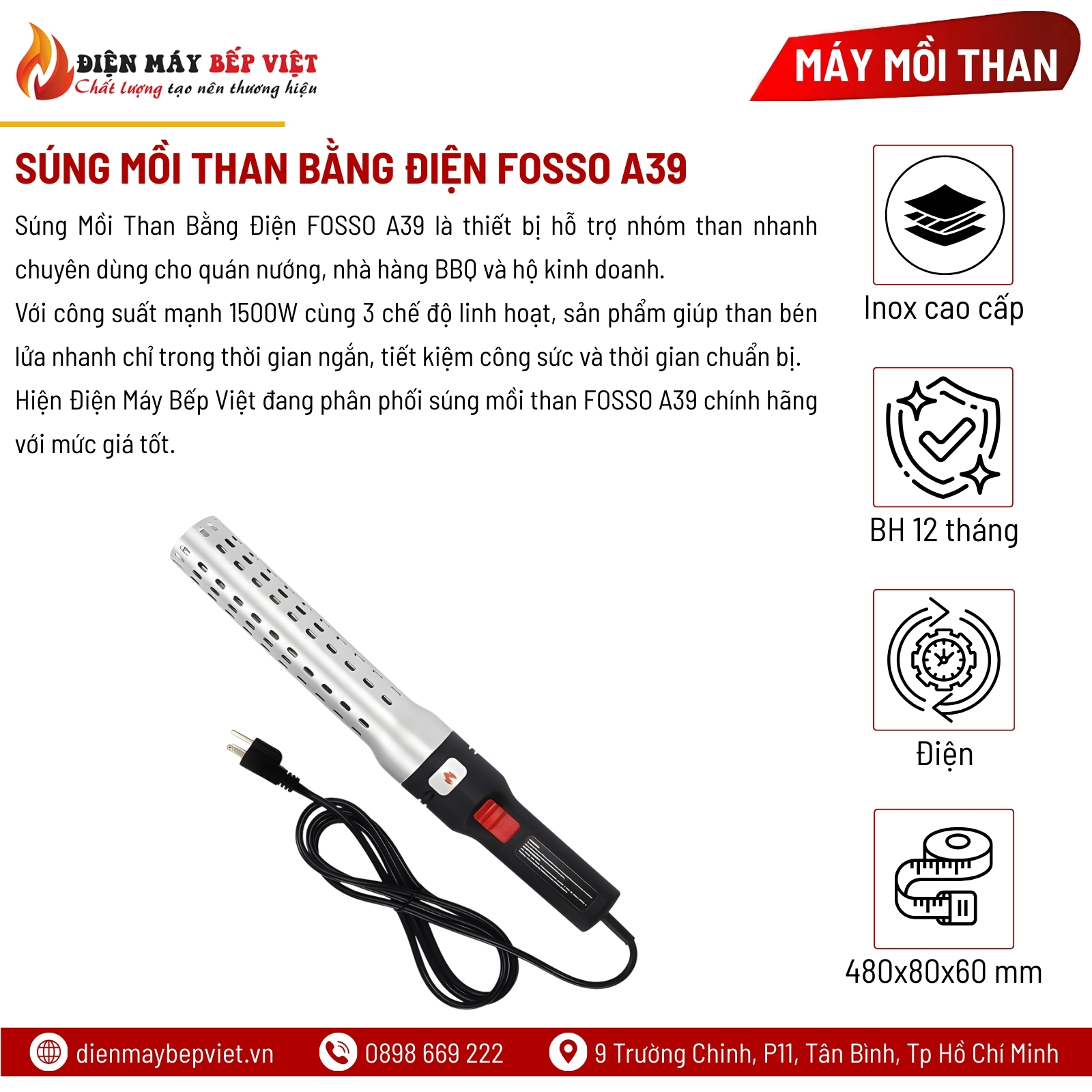 Súng Mồi Than Bằng Điện FOSSO A39