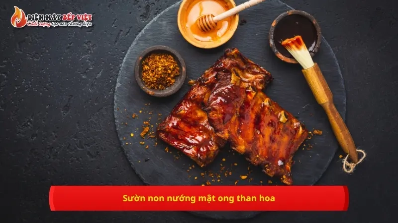 Sườn non nướng mật ong than hoa