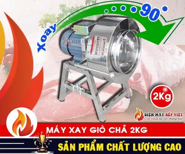 thân máy xay giò chả 2kg có thể xoay ngang 90 độ hoặc xoay nghiêng