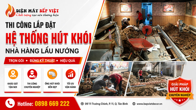 Thi công lắp đặt hệ thống hút khói nhà hàng lẩu nướng