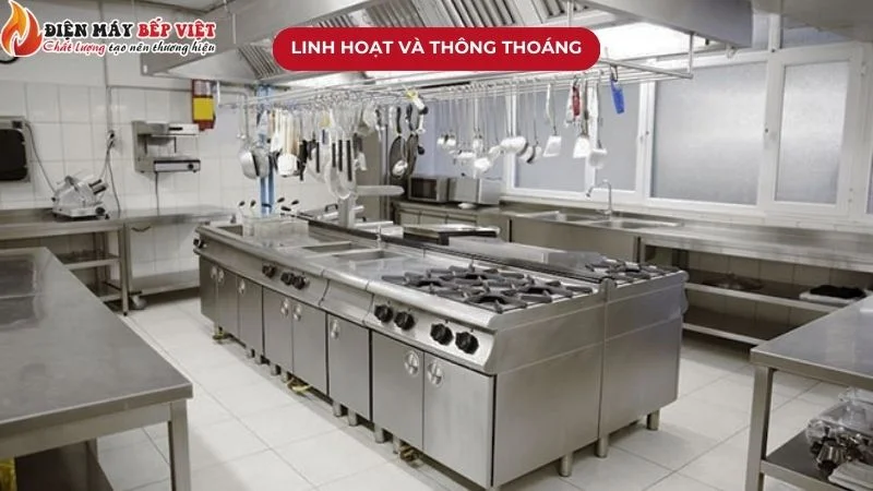 thiết kế bếp quán bún phở thông thoáng