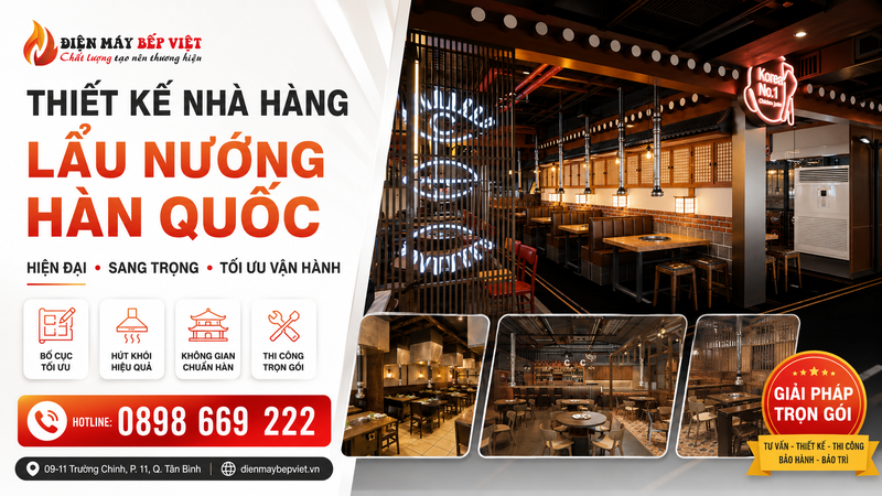 thiết kế nhà hàng lẩu nướng phong cách Hàn Quốc