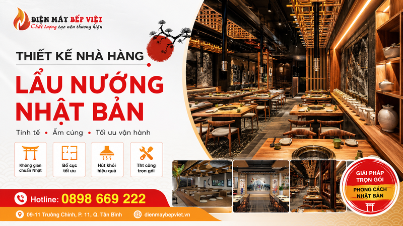 thiết kế nhà hàng lẩu nướng phong cách Nhật Bản