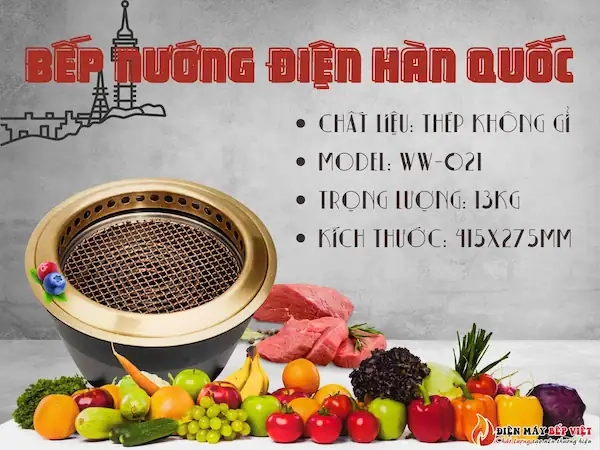 Thông số kỹ thuật Bếp Nướng Điện Hàn Quốc WW-021