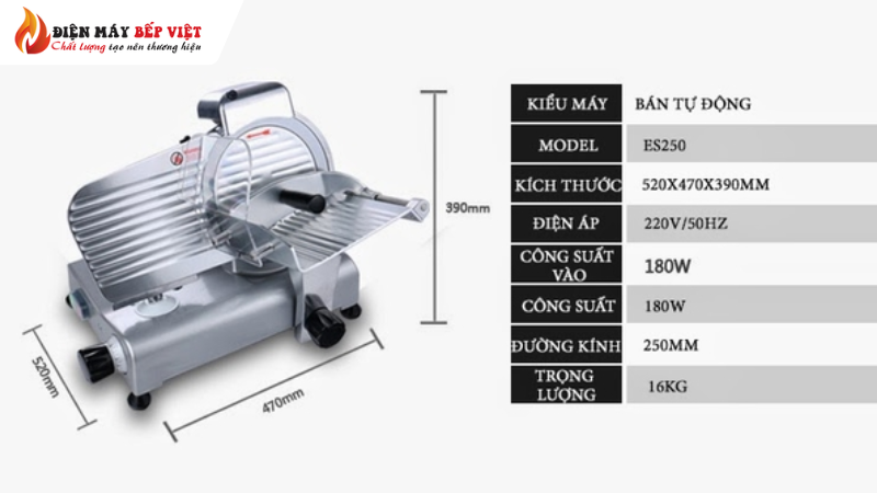 Thông số kỹ thuật của máy thái thịt đông lạnh ES250