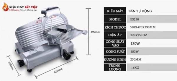 Thông số kỹ thuật máy cắt thịt đông lạnh ES250