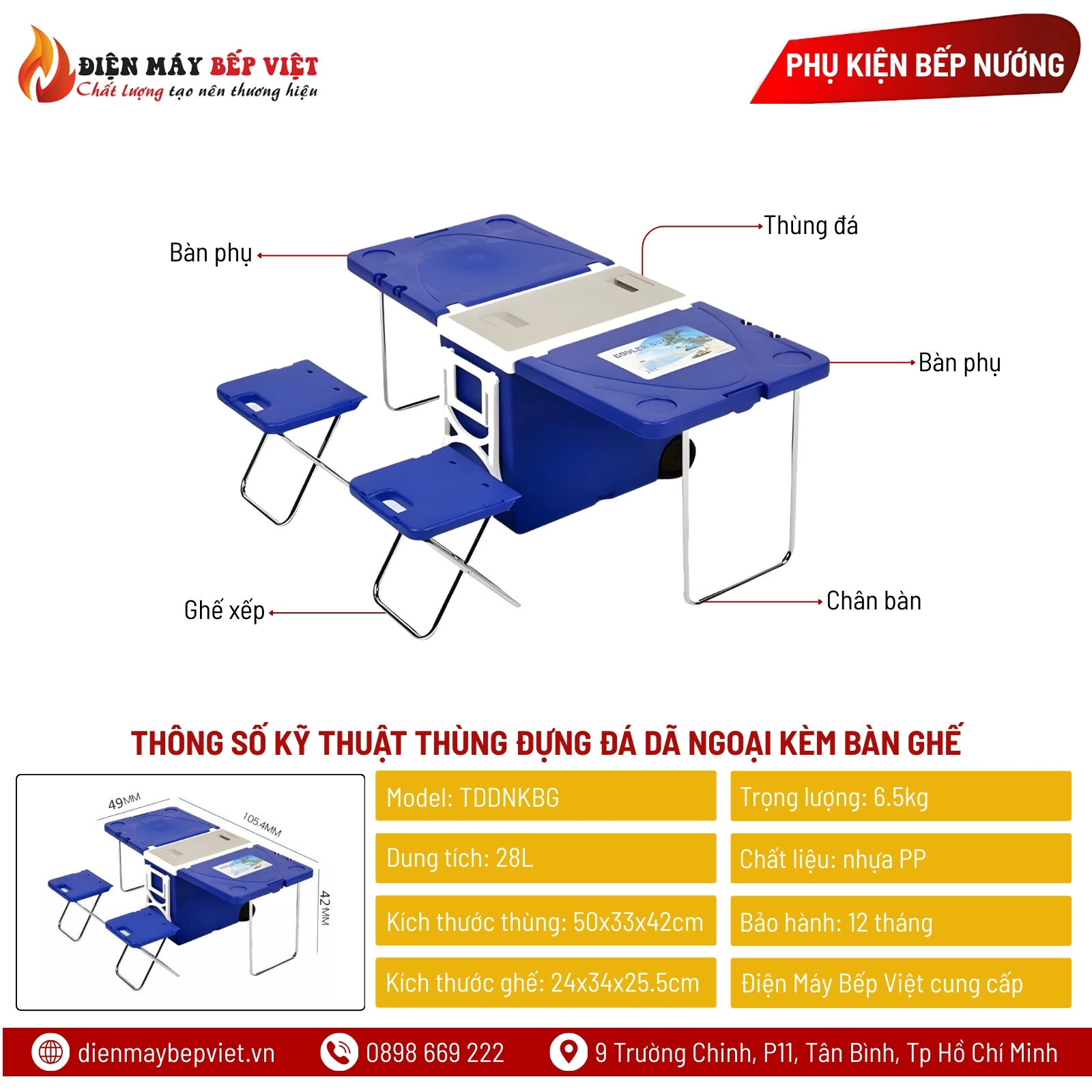 Thùng Đựng Đá Dã Ngoại Kèm Bàn Ghế
