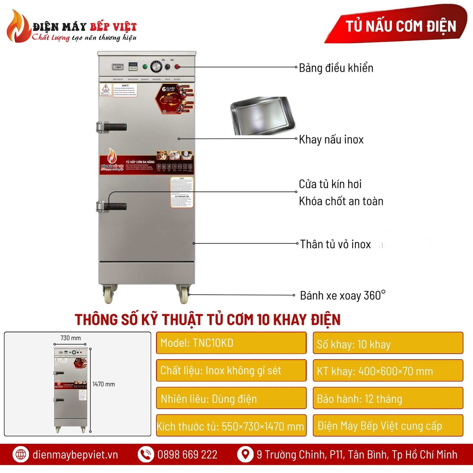 Tủ Cơm 10 Khay Điện