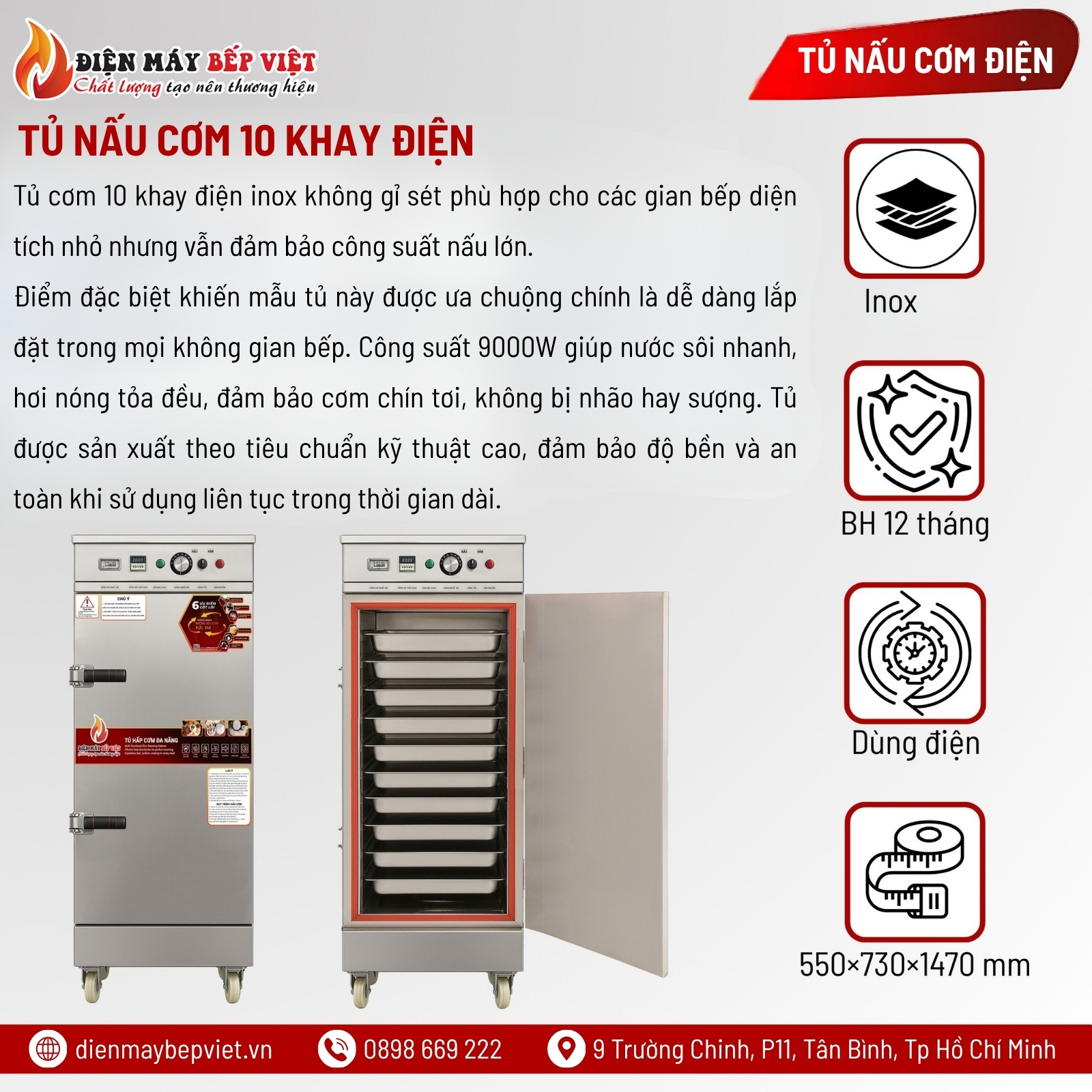 Tủ Cơm 10 Khay Điện