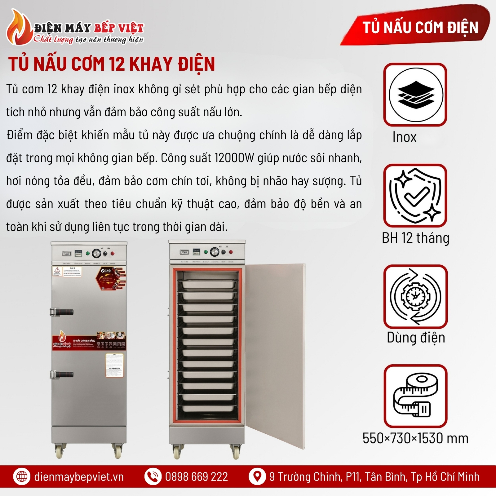 Tủ Cơm 12 Khay Điện