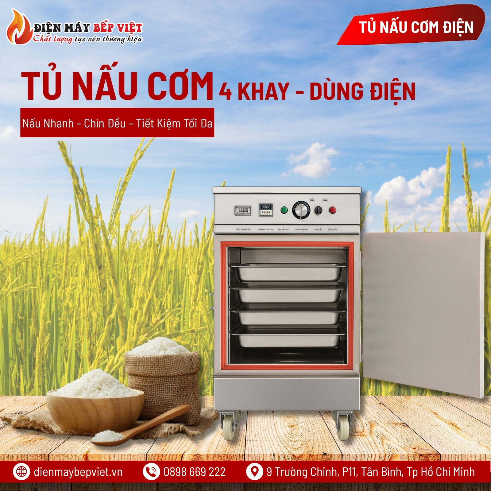 Tủ Cơm 4 Khay Điện
