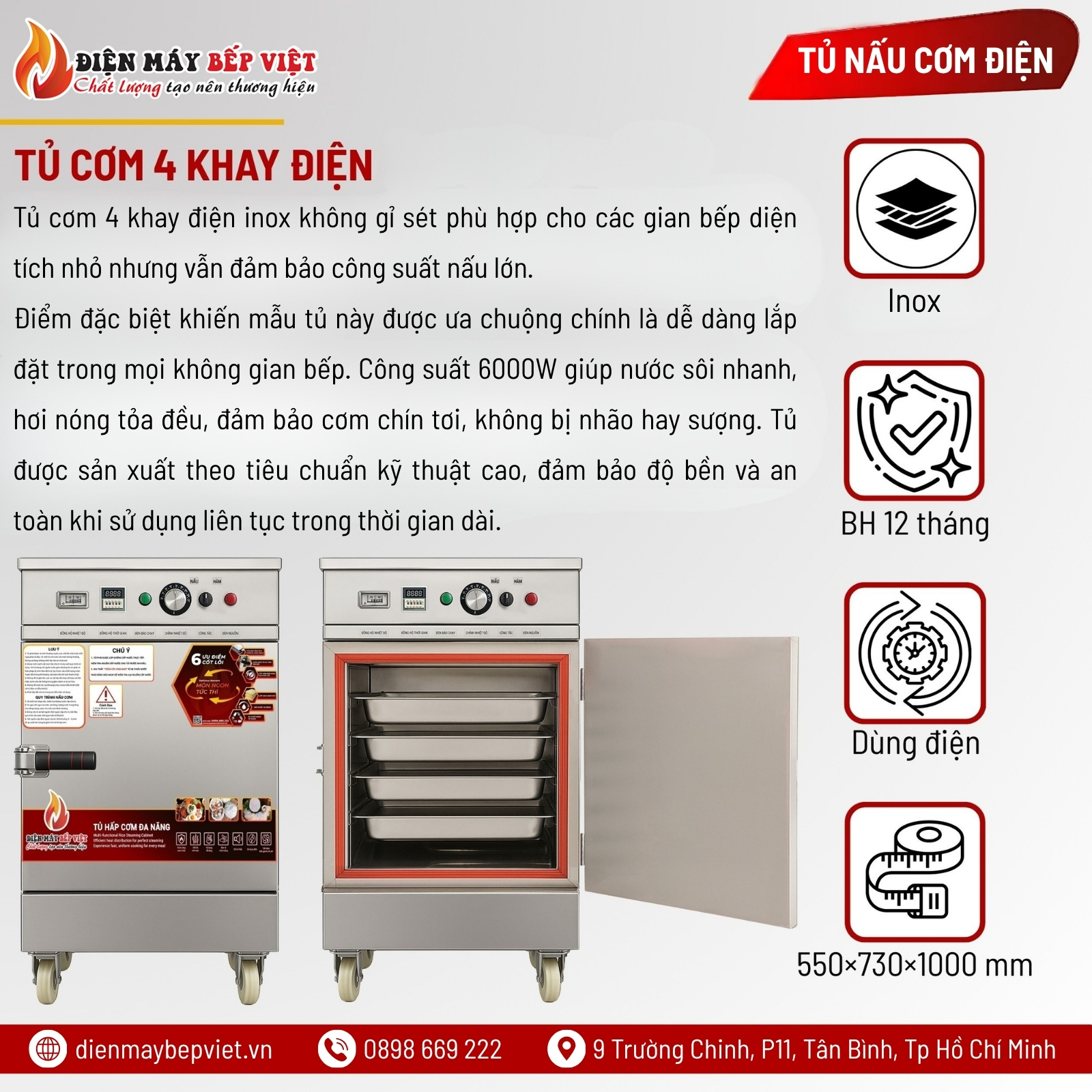 Tủ Cơm 4 Khay Điện