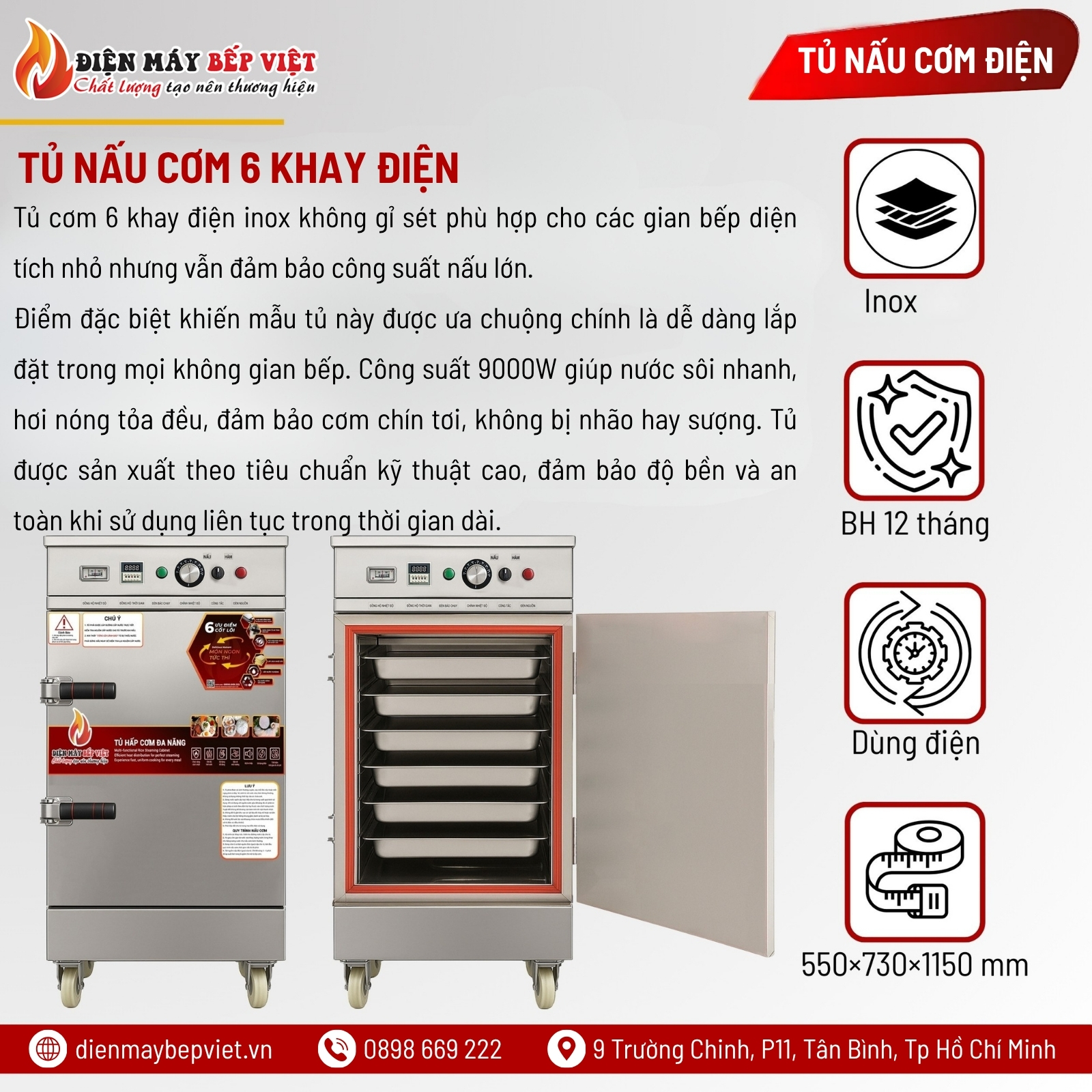 Tủ Cơm 6 Khay Điện