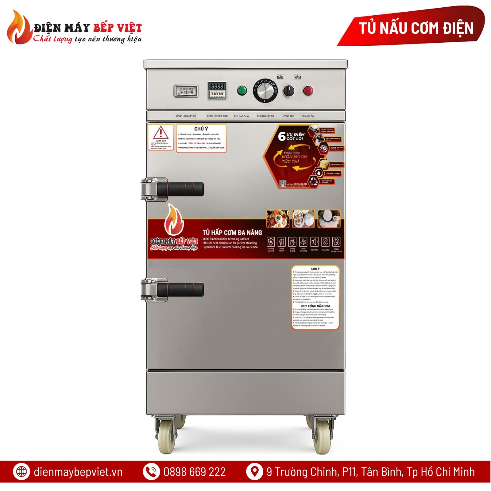 Tủ Cơm 6 Khay Điện Gas