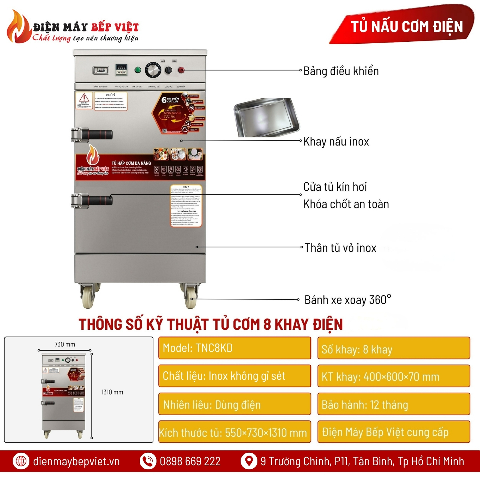 Tủ Cơm 8 Khay Điện