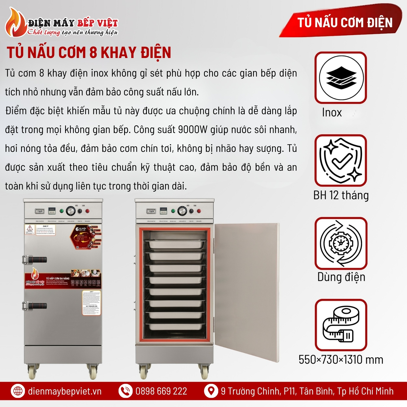 Tủ Cơm 8 Khay Điện
