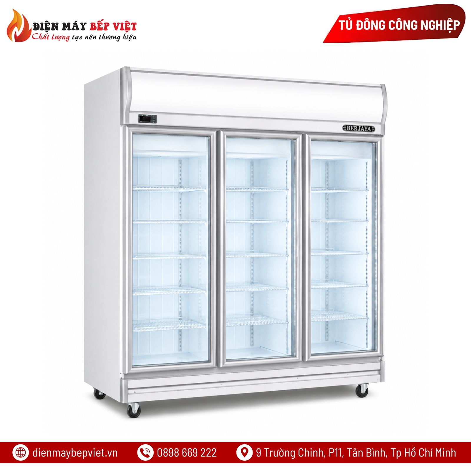 Tủ Đông 3 Cánh Kính Berjaya 3D/DF-SM-EV