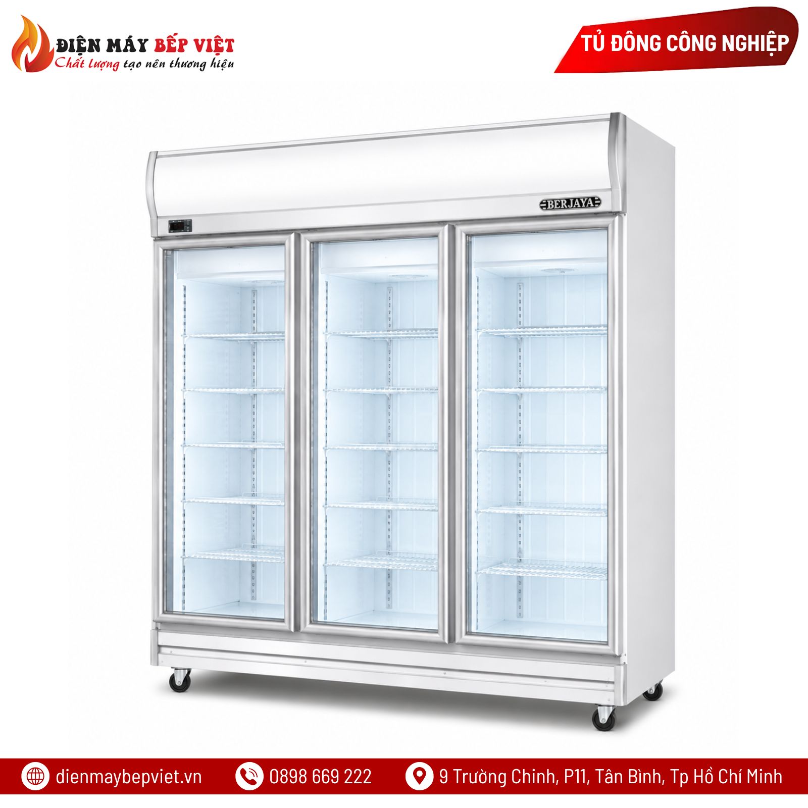 Tủ Đông 3 Cánh Kính Berjaya 3D/DF-SM-EV