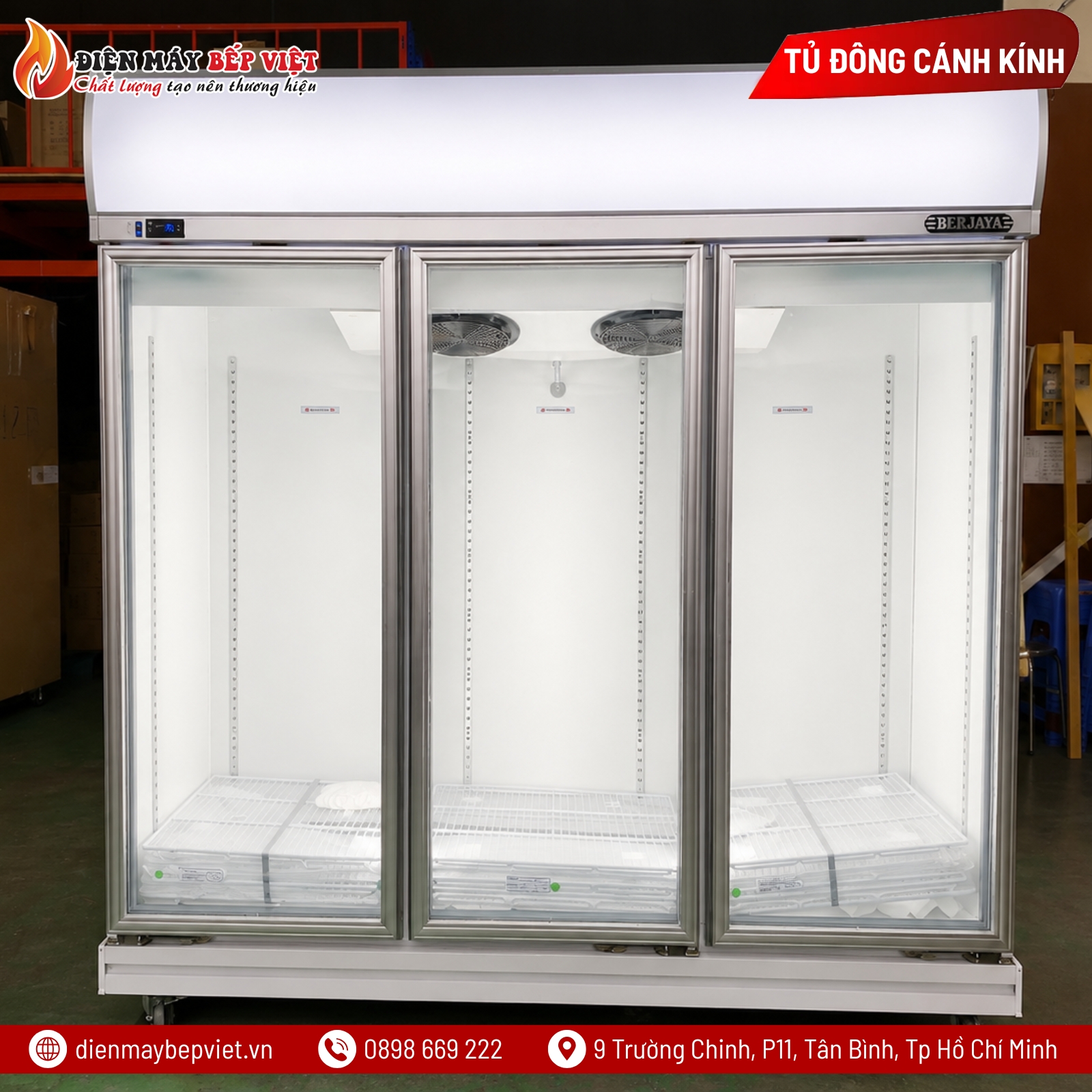 Tủ Đông 3 Cánh Kính Berjaya 3D/DF-SM-EV