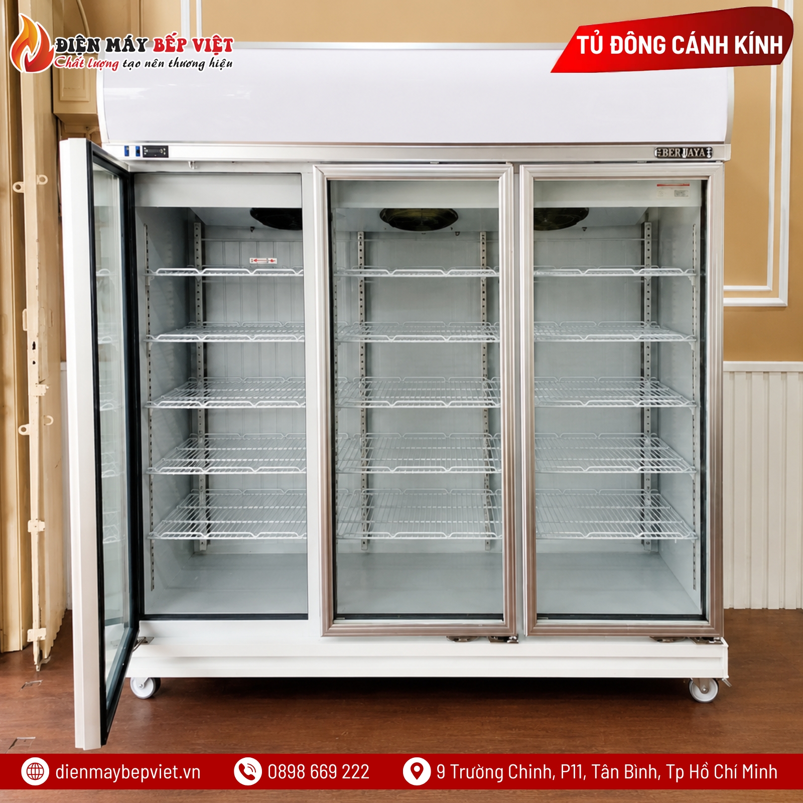 Tủ Đông 3 Cánh Kính Berjaya 3D/DF-SM-EV