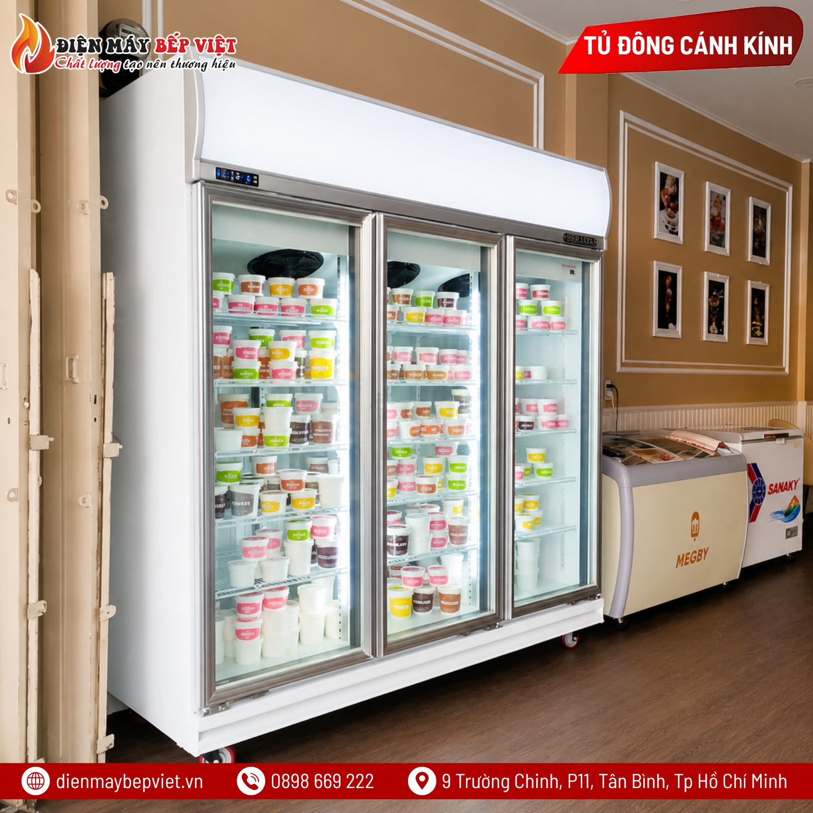 Tủ Đông 3 Cánh Kính Berjaya 3D/DF-SM-EV