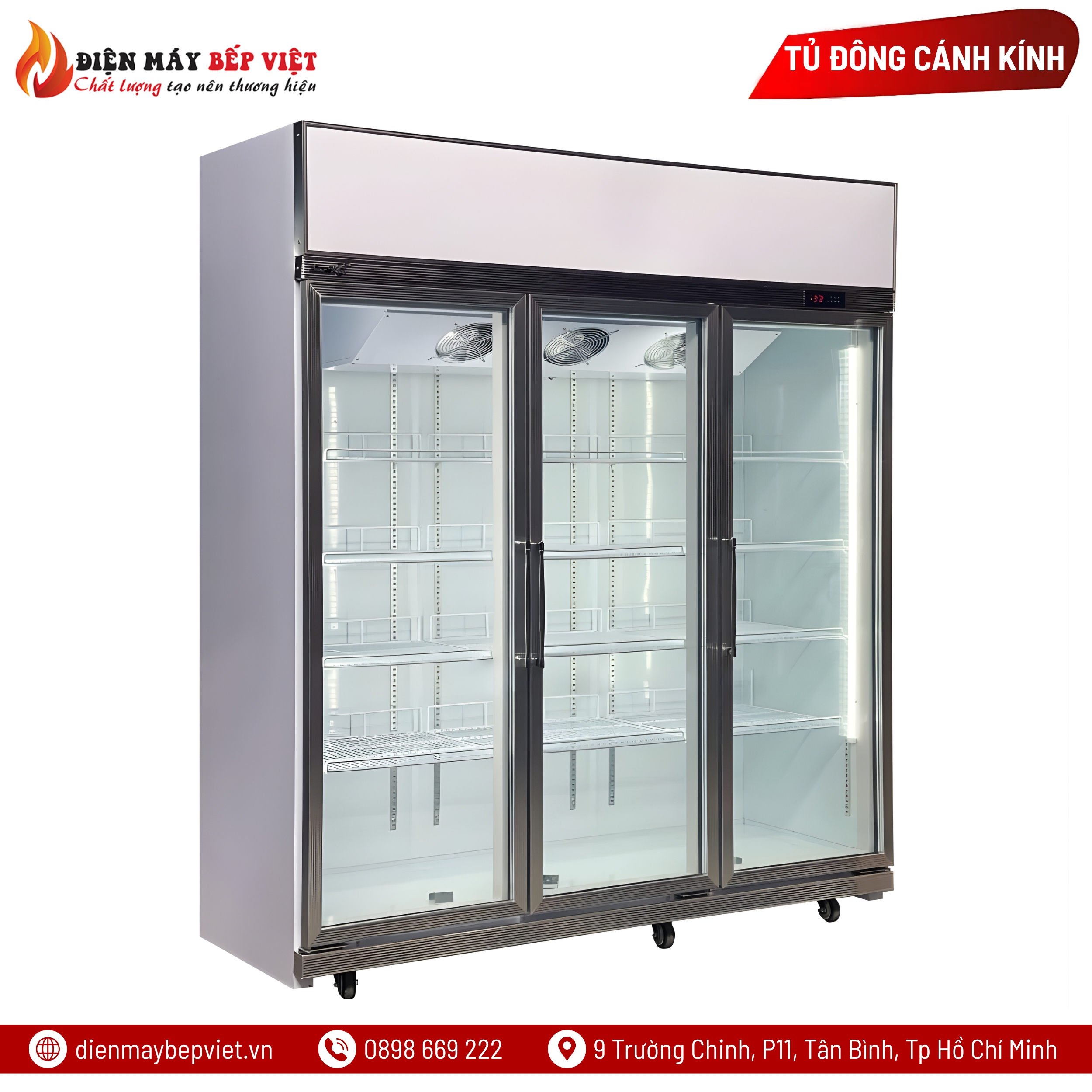 Tủ Đông 3 Cửa Kính Cao Cấp LD-1860FA