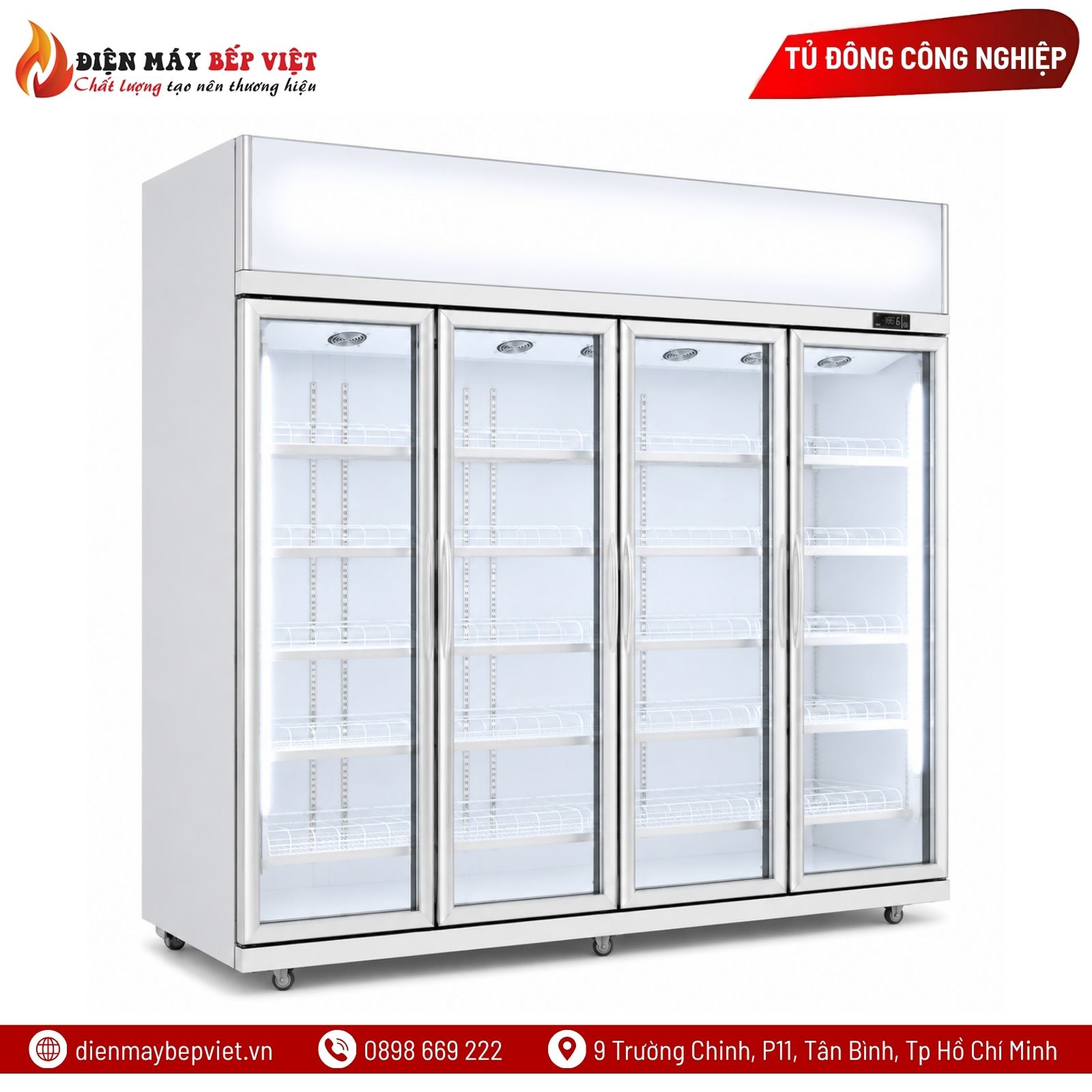 Tủ Đông 4 Cánh Kính Cao Cấp Quạt Lạnh Snow Village LD-2500FA