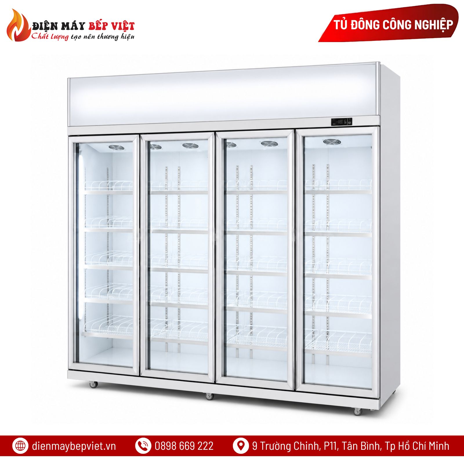 Tủ Đông 4 Cánh Kính Cao Cấp Quạt Lạnh Snow Village LD-2500FA