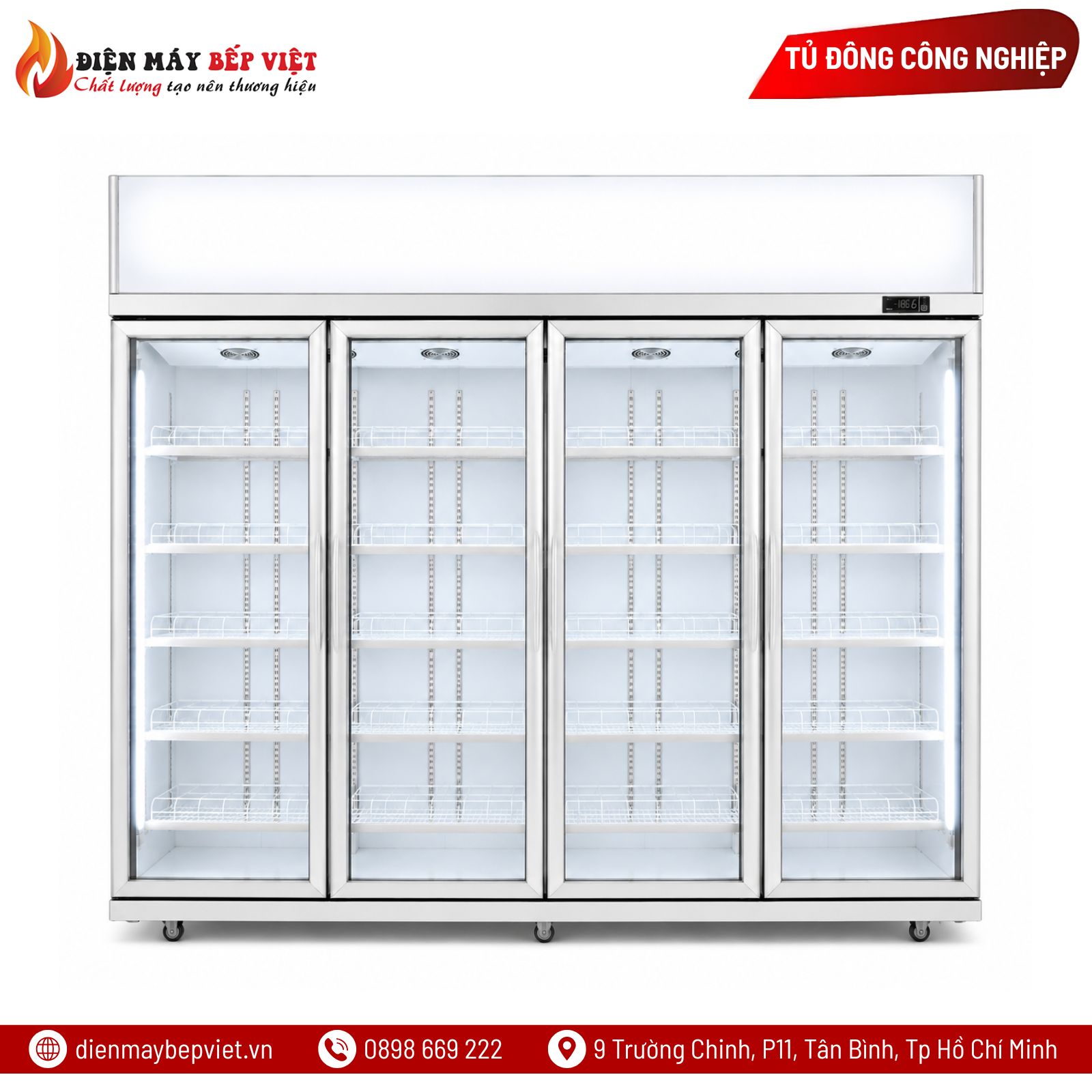 Tủ Đông 4 Cánh Kính Cao Cấp Quạt Lạnh Snow Village LD-2500FA