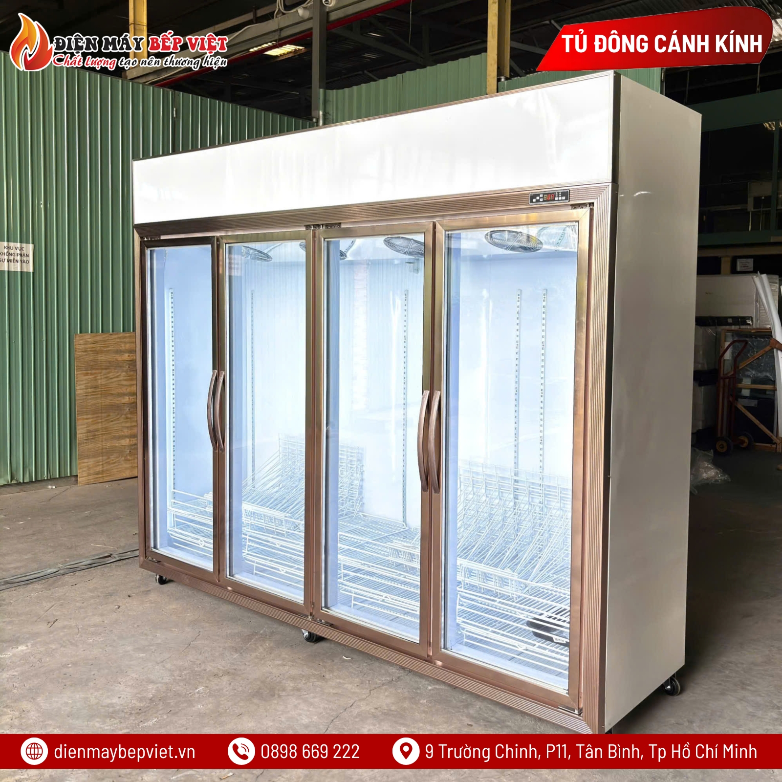 Tủ Đông 4 Cánh Kính Cao Cấp Quạt Lạnh Snow Village LD-2500FA