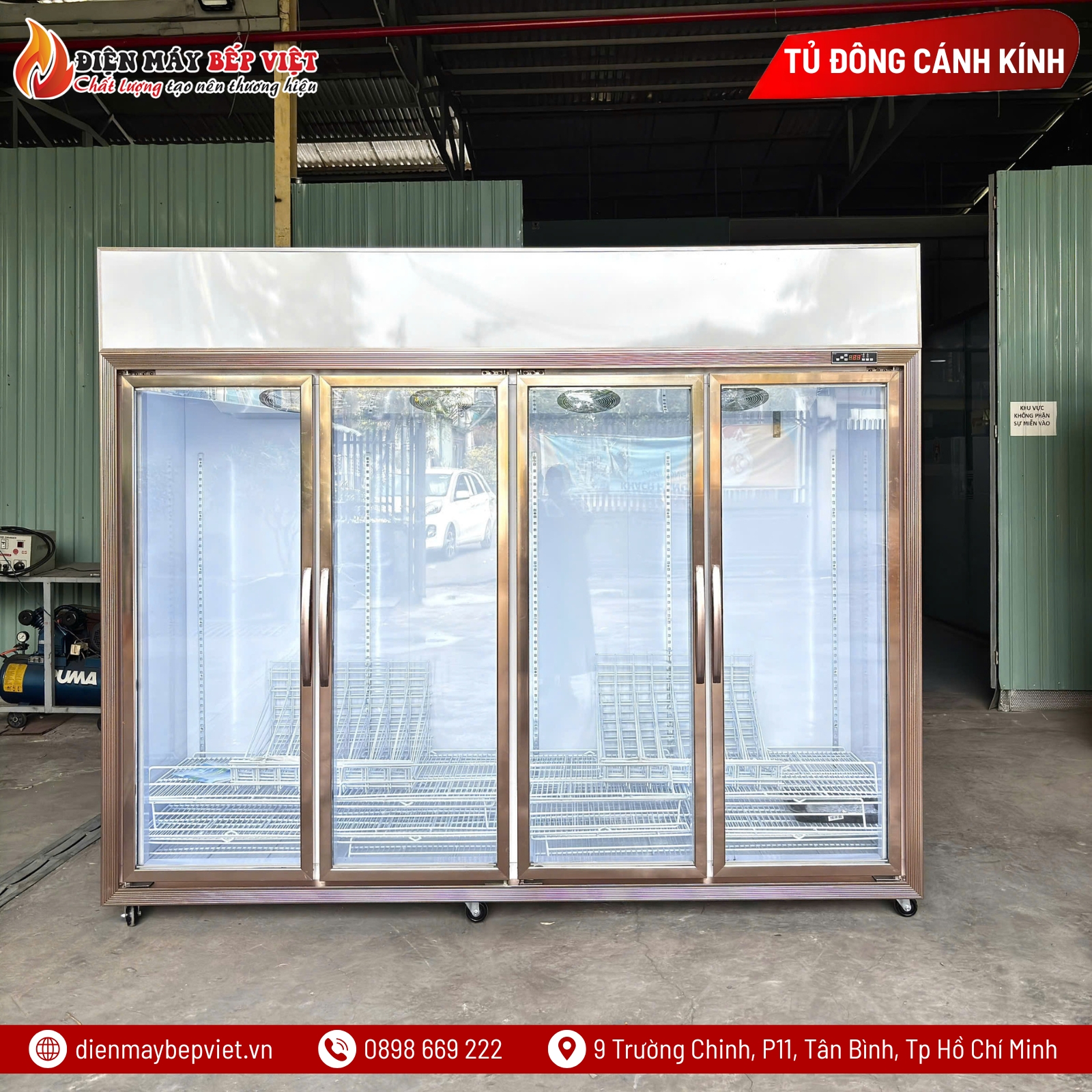 Tủ Đông 4 Cánh Kính Cao Cấp Quạt Lạnh Snow Village LD-2500FA