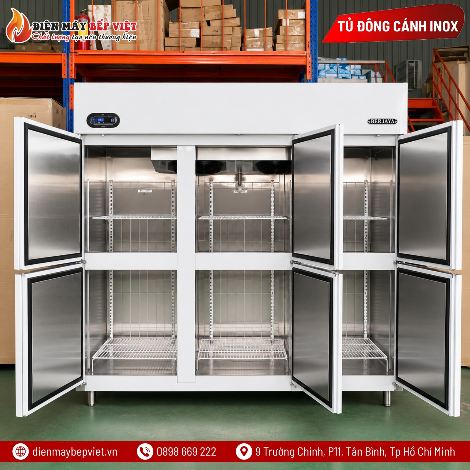 Tủ Đông 6 Cánh Inox Berjaya BS6DUF/Z