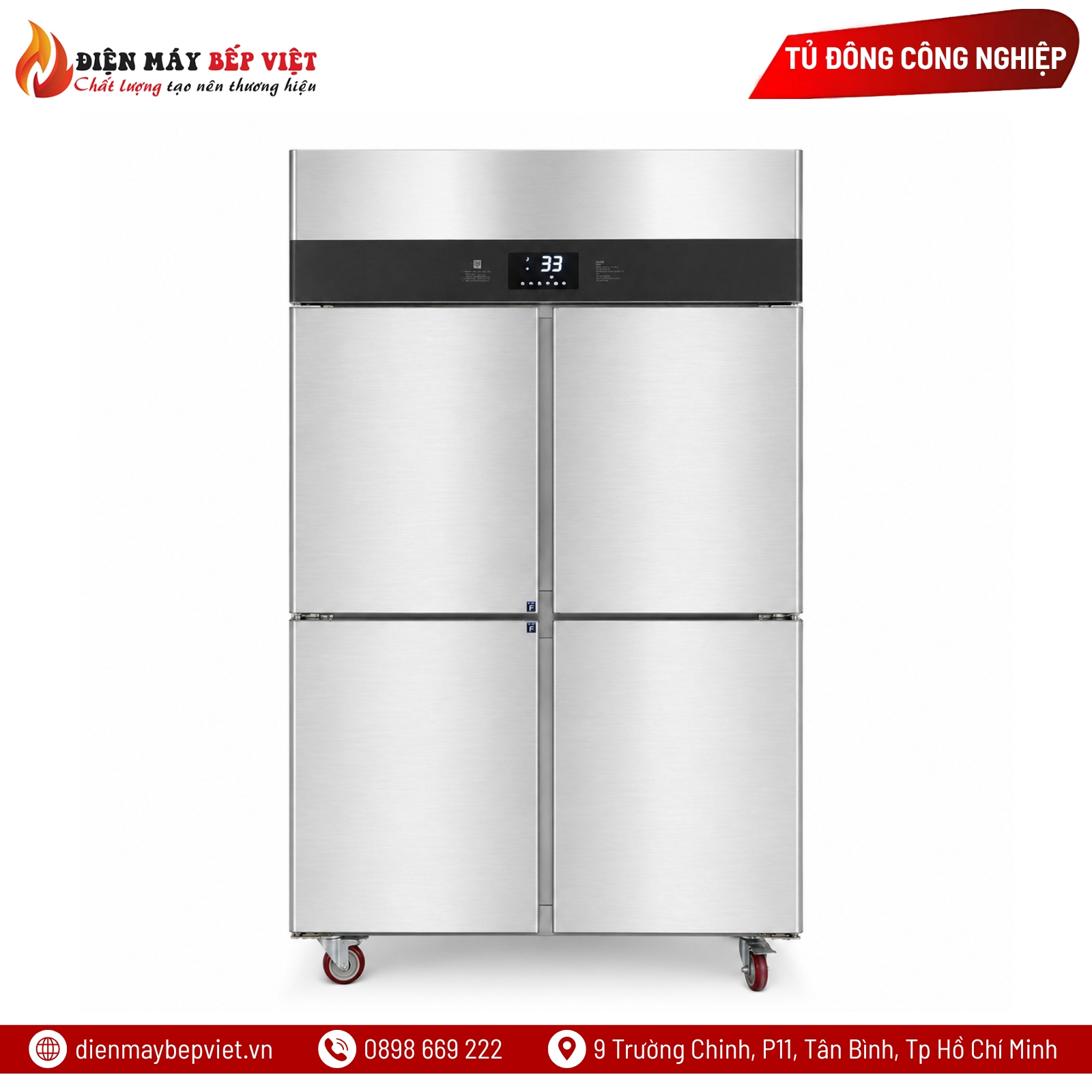 Tủ Đông Âm Sâu 4 Cánh Inox Lightcool LS-1200F-4WD