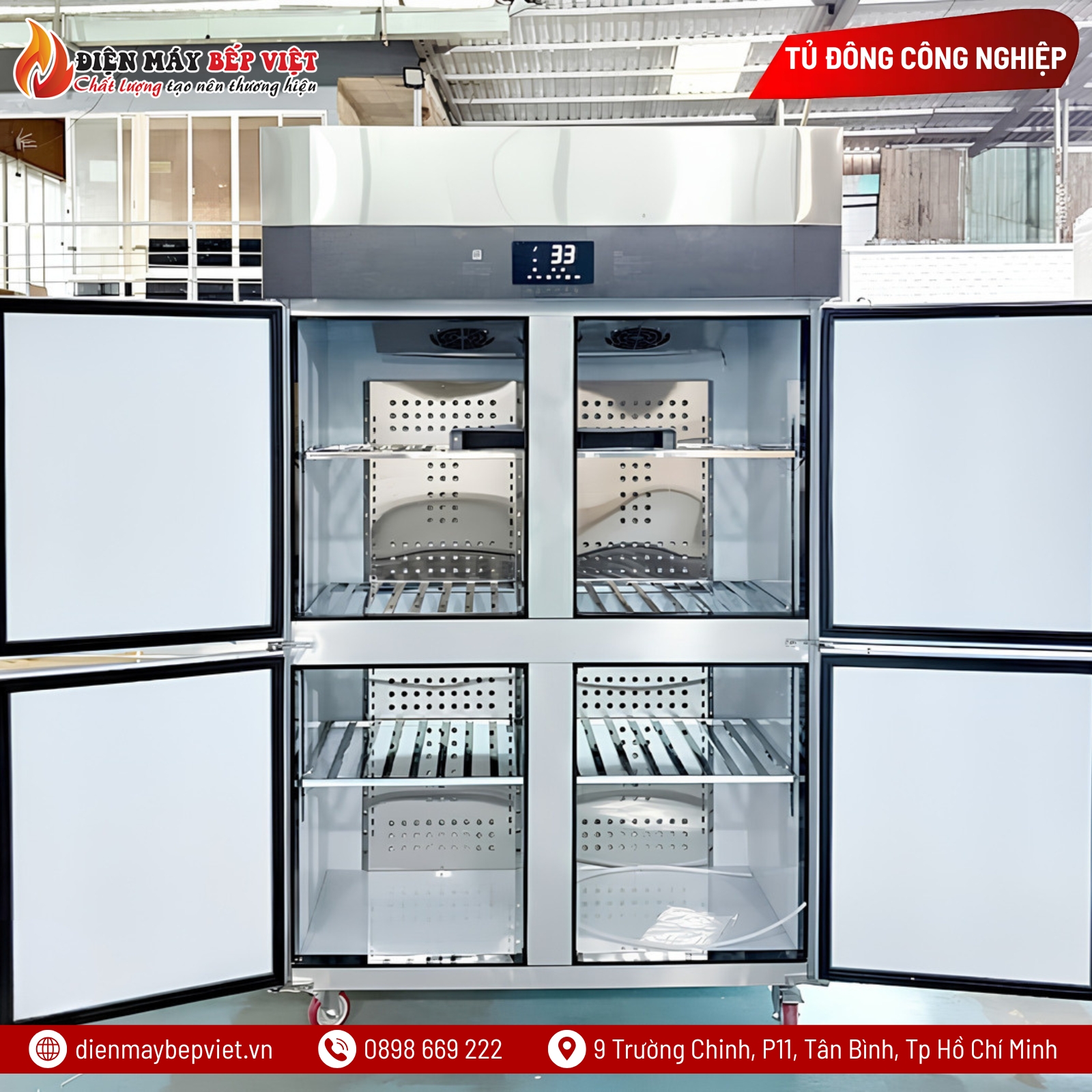 Tủ Đông Âm Sâu 4 Cánh Inox Lightcool LS-1200F-4WD
