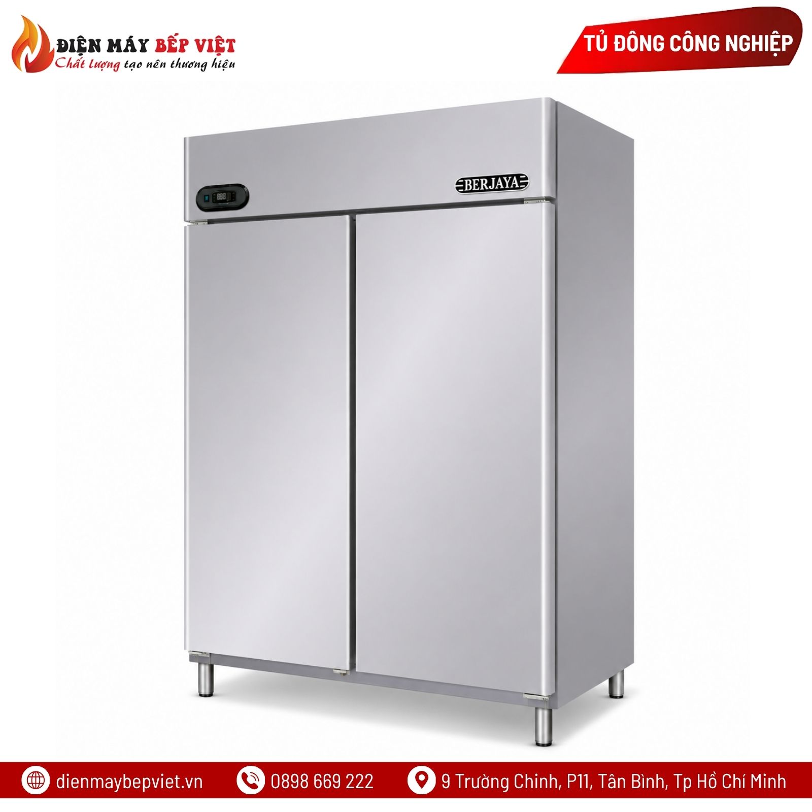 Tủ Đông Inox 2 Cánh Dài Berjaya BS2FDUF/Z/GN