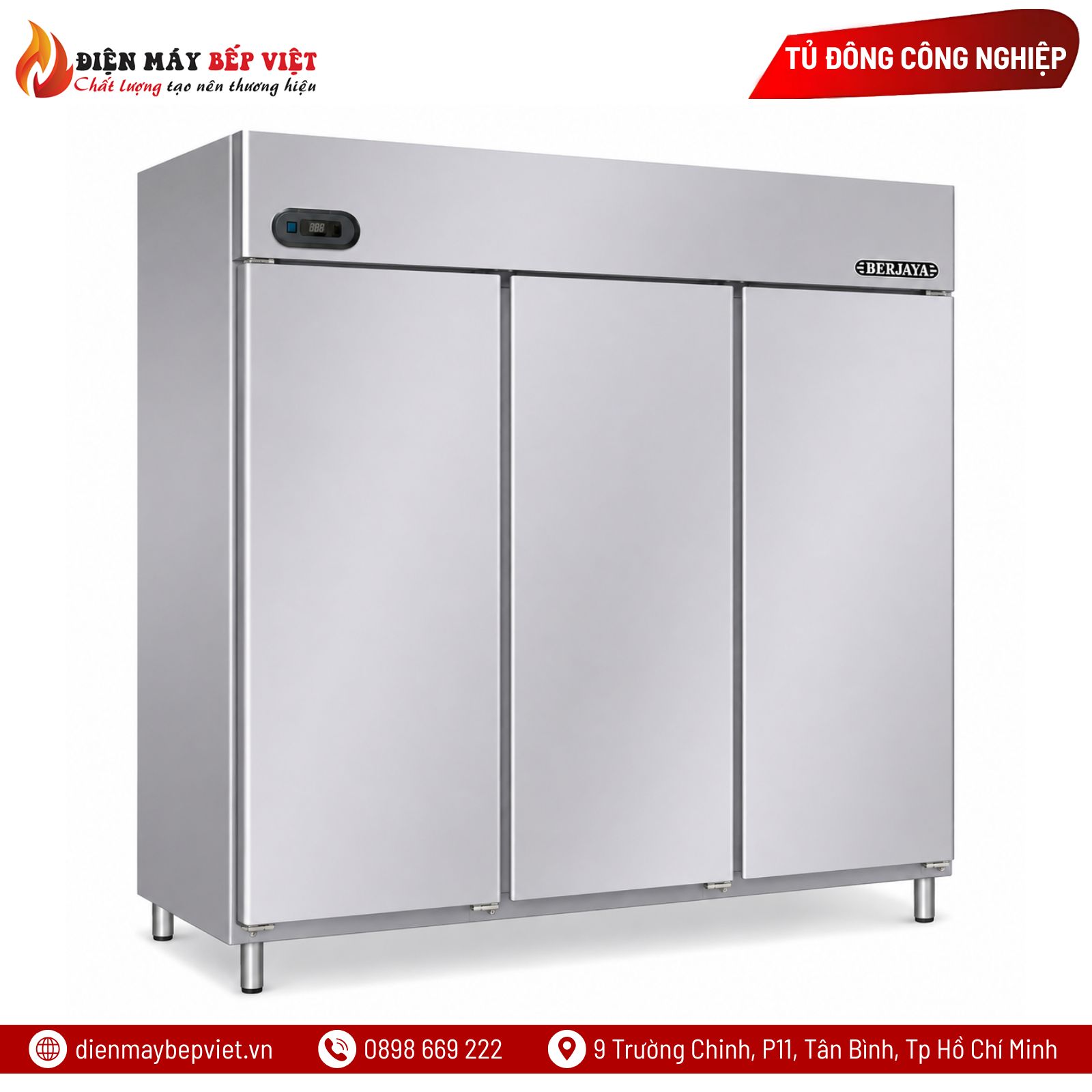 Tủ Đông Inox 3 Cánh Dài Berjaya BS3FDUF/Z/GN