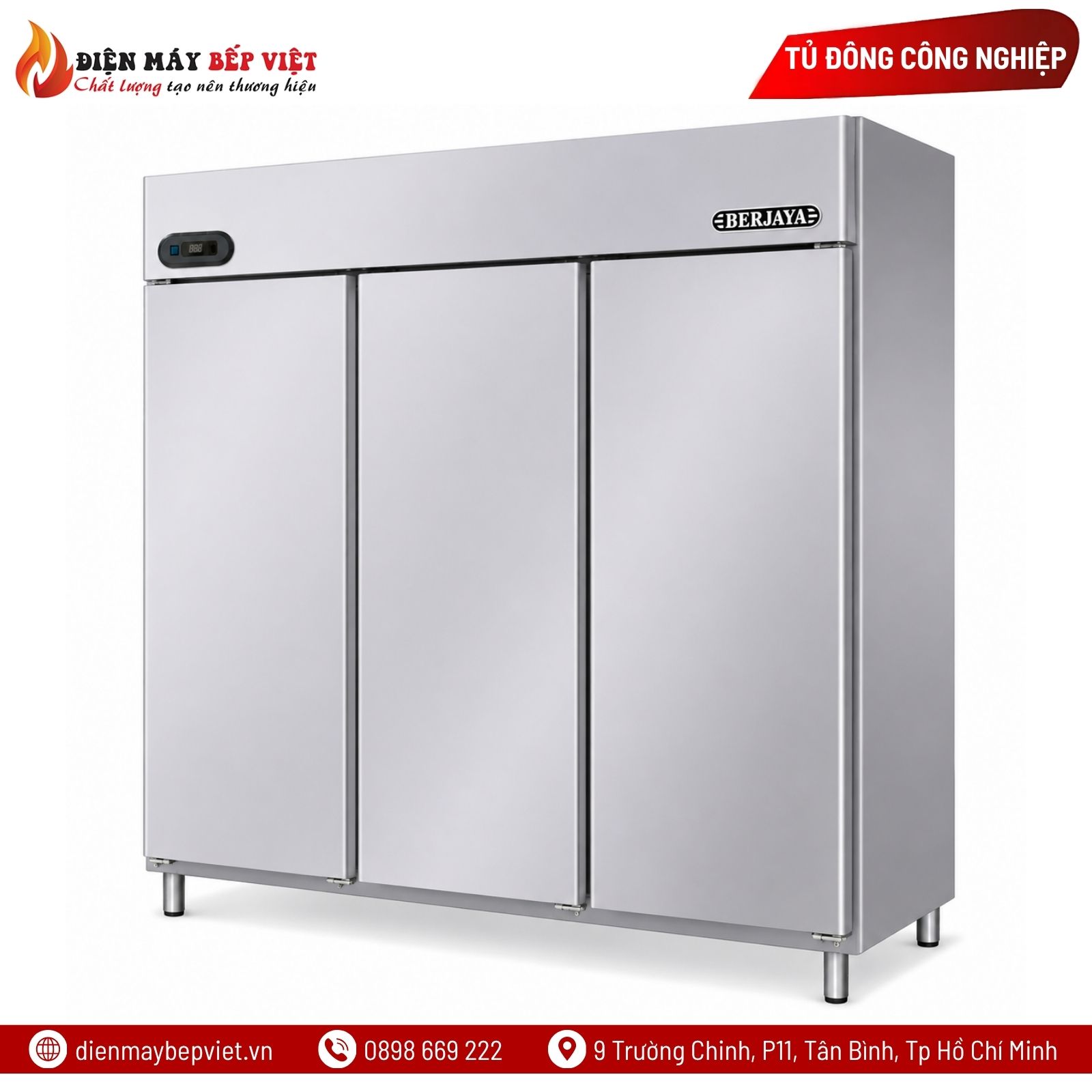 Tủ Đông Inox 3 Cánh Dài Berjaya BS3FDUF/Z/GN
