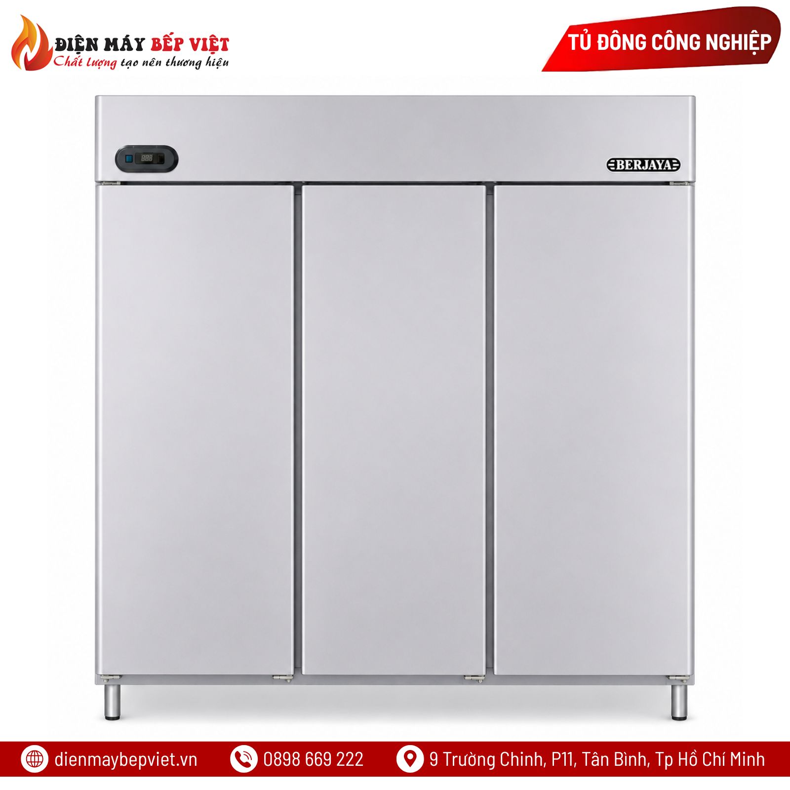 Tủ Đông Inox 3 Cánh Dài Berjaya BS3FDUF/Z/GN