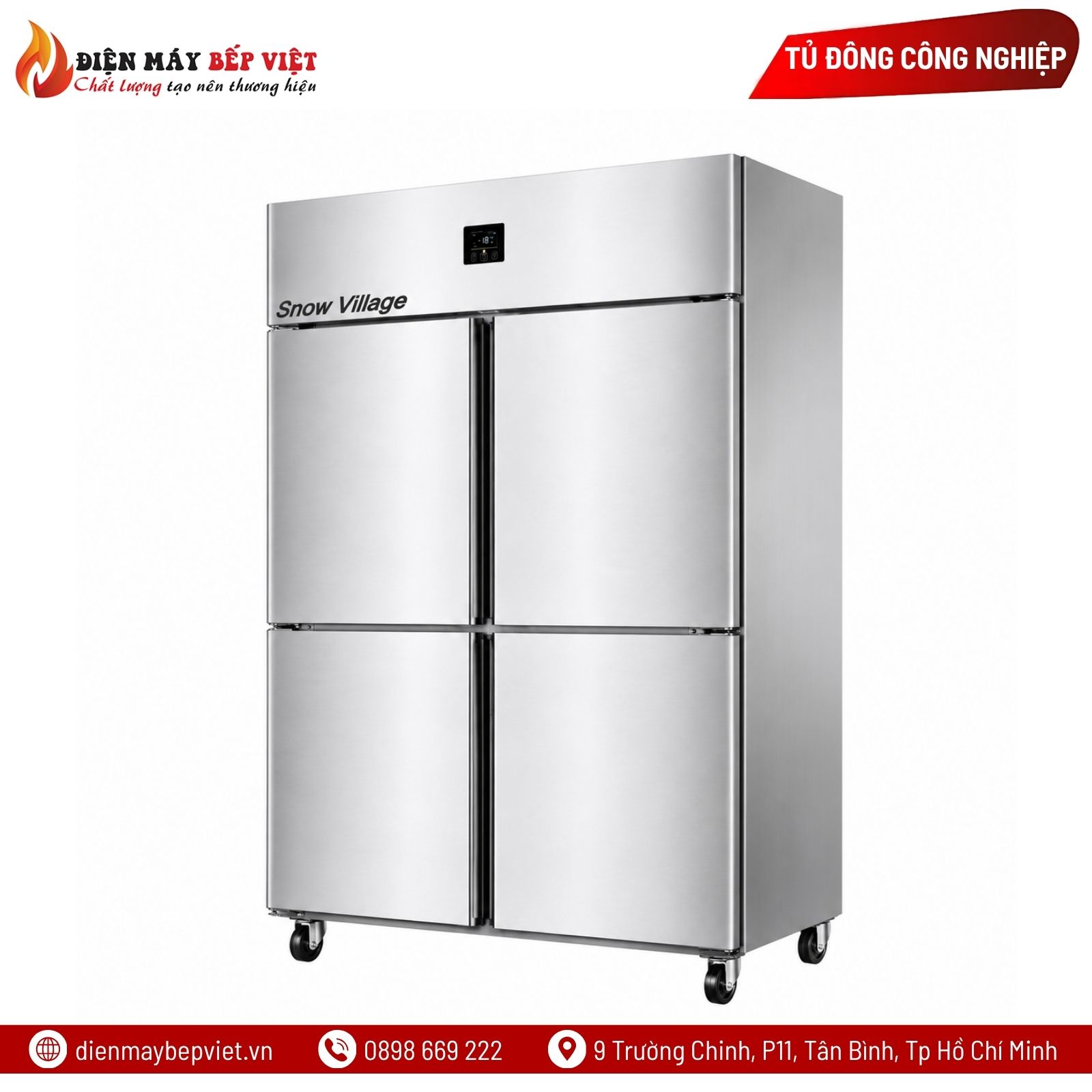 Tủ Đông Mát Inox 4 Cánh 950L Quạt Lạnh Snow Village SLLDZ4-820LD/950L