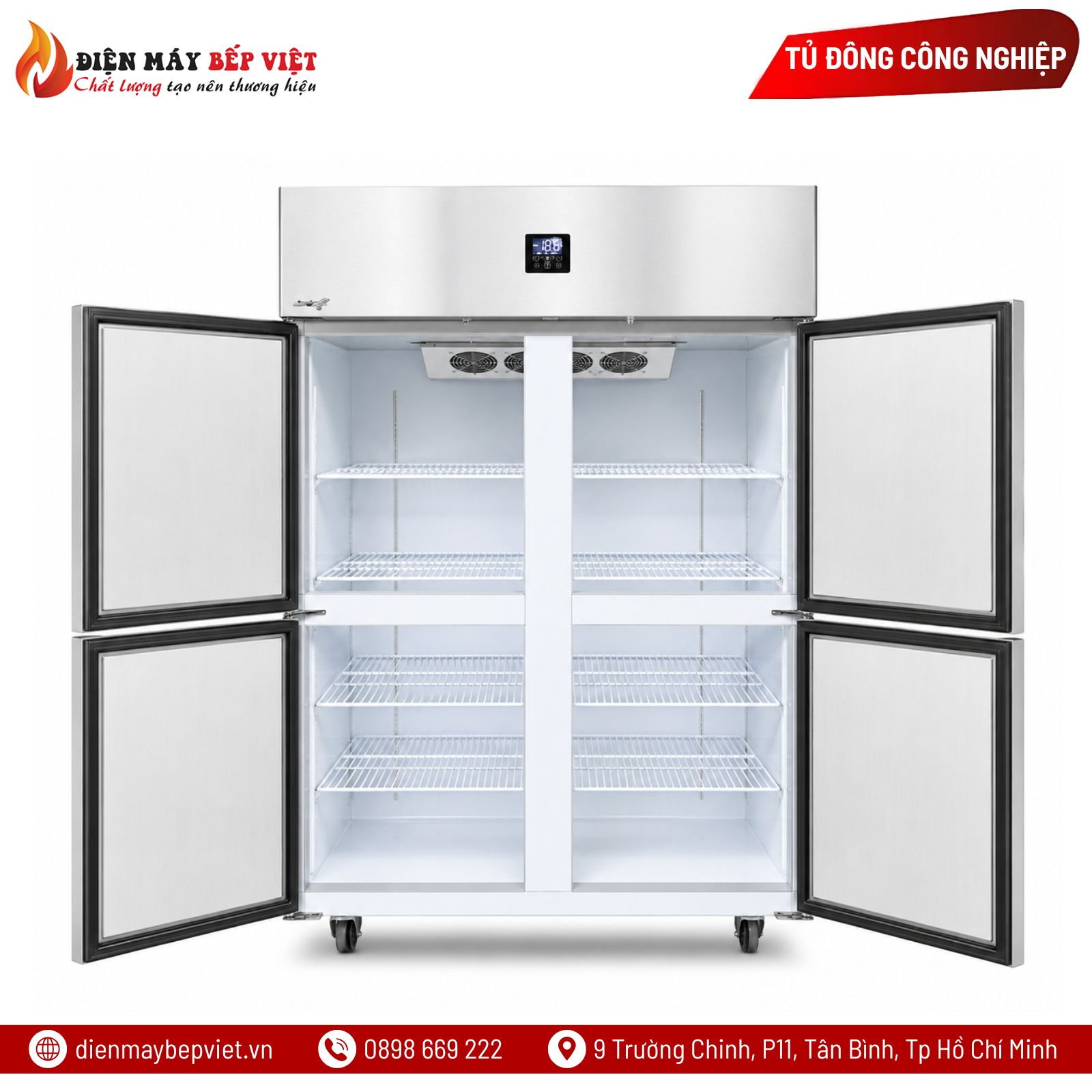 Tủ Đông Mát Inox 4 Cánh 950L Quạt Lạnh Snow Village SLLDZ4-820LD/950L