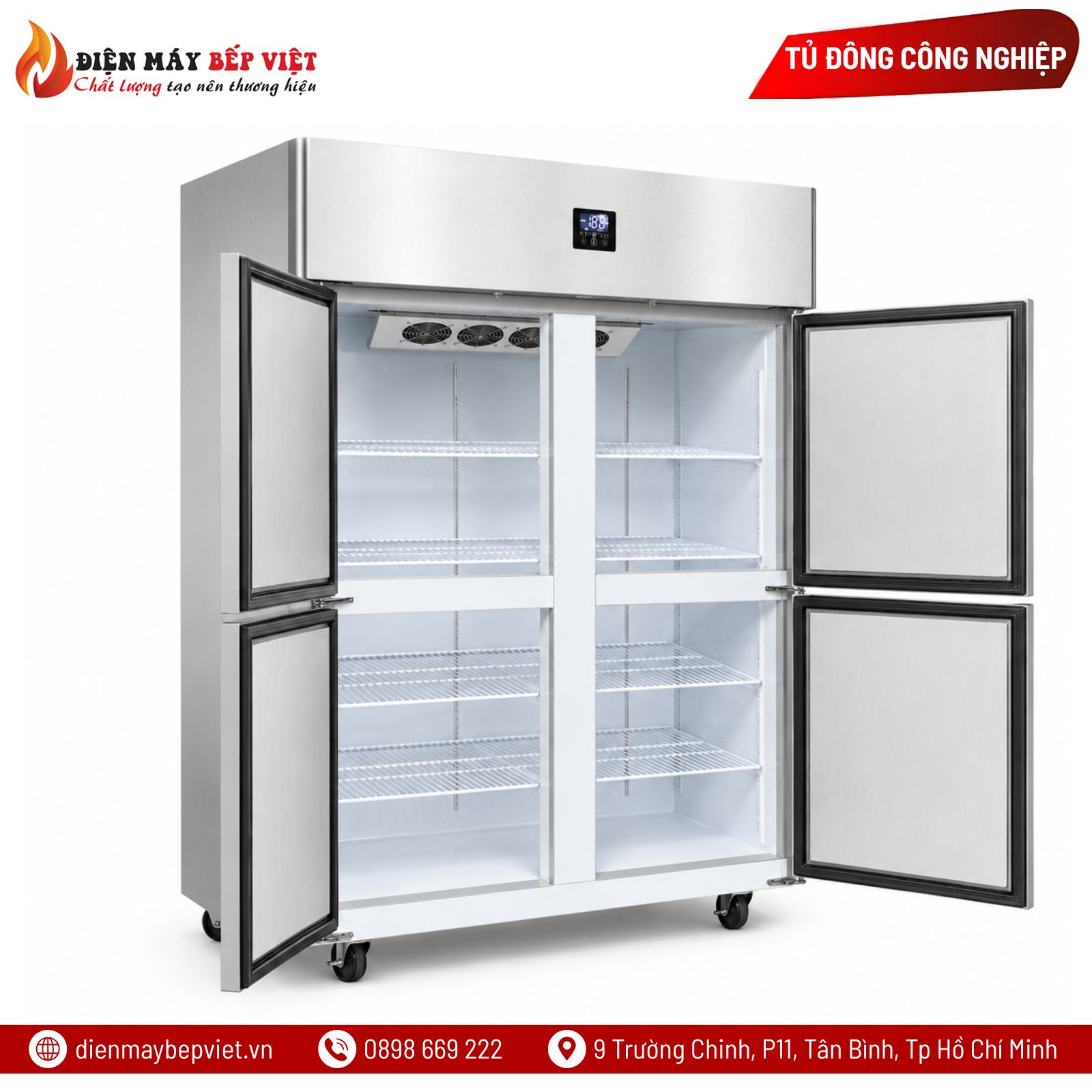 Tủ Đông Mát Inox 4 Cánh 950L Quạt Lạnh Snow Village SLLDZ4-820LD/950L