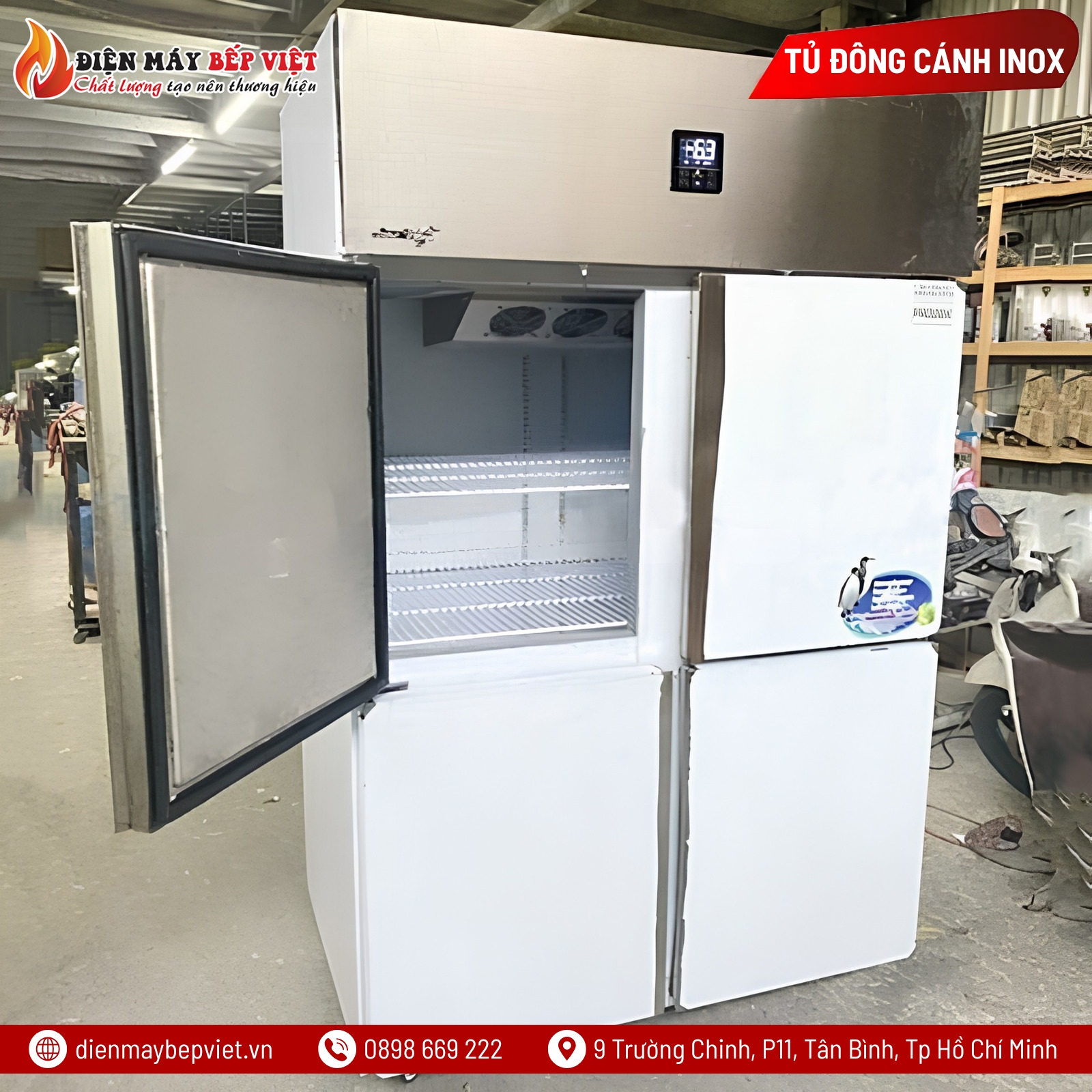 Tủ Đông Mát Inox 4 Cánh 950L Quạt Lạnh Snow Village SLLDZ4-820LD/950L