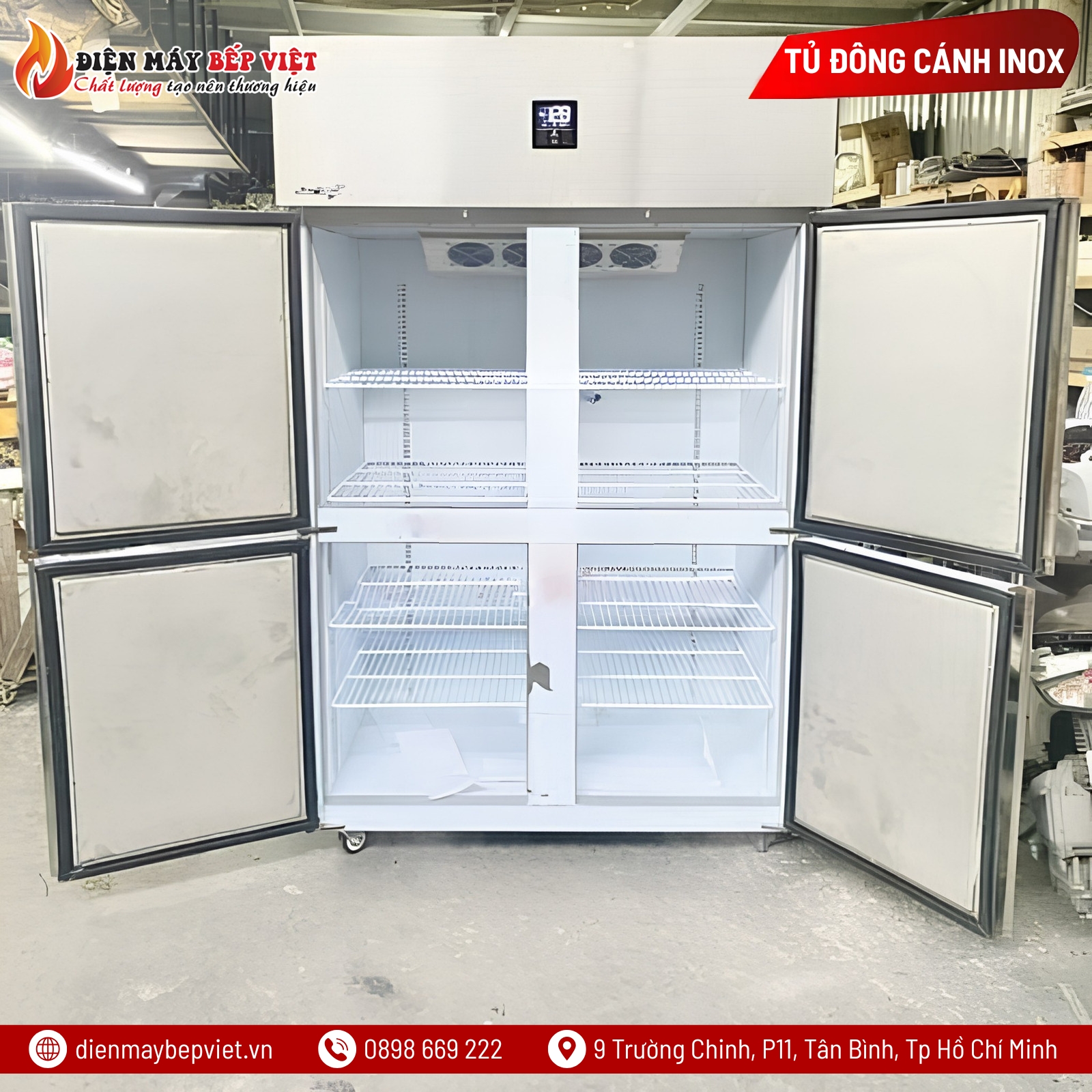 Tủ Đông Mát Inox 4 Cánh 950L Quạt Lạnh Snow Village SLLDZ4-820LD/950L