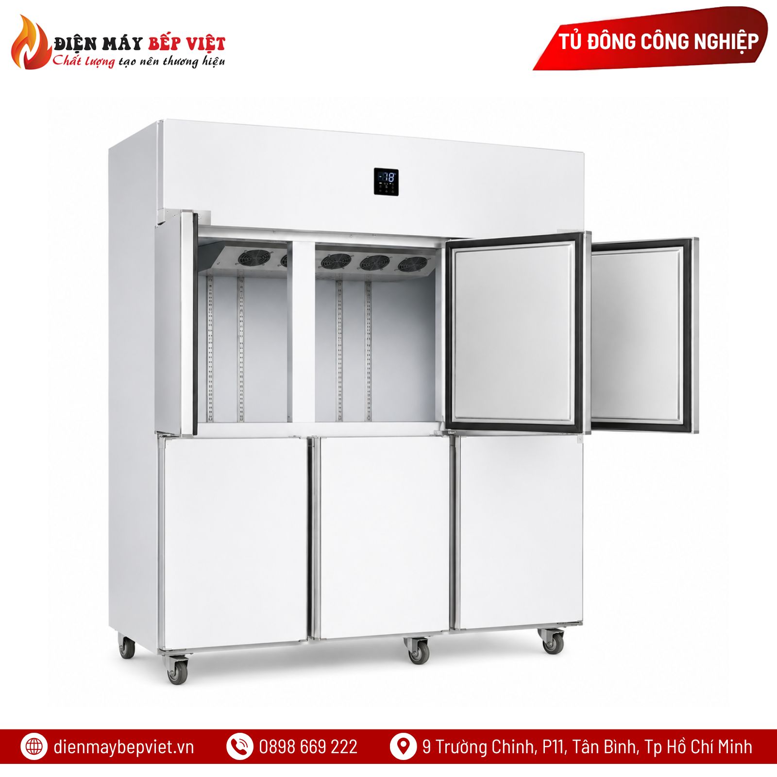 Tủ Đông Mát Inox 6 Cánh 1500L Quạt Lạnh Snow Village SLLDZ4-1300LD/1500L