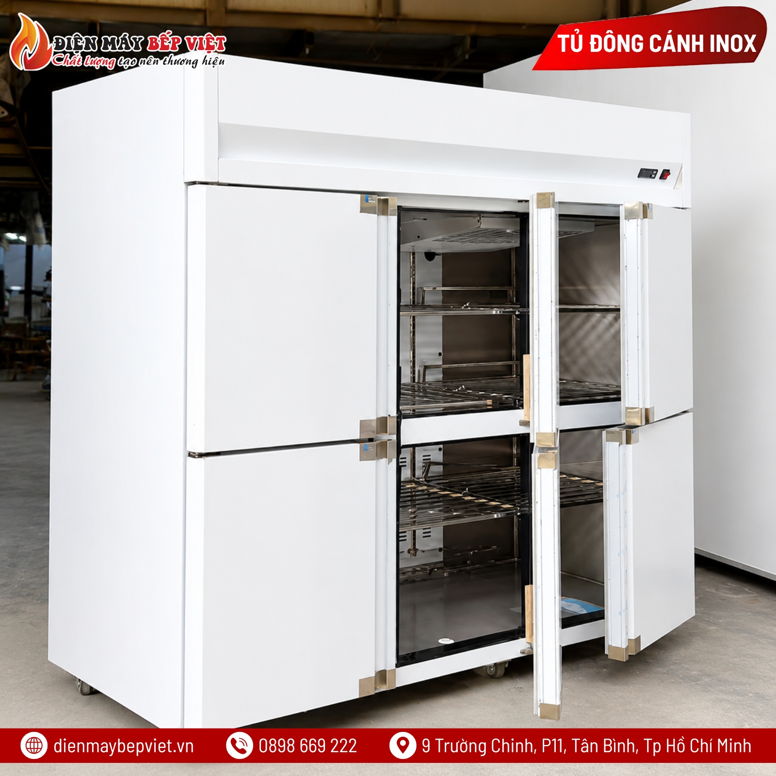 Tủ Đông Mát Inox 6 Cánh 1500L Quạt Lạnh Snow Village SLLDZ4-1300LD/1500L