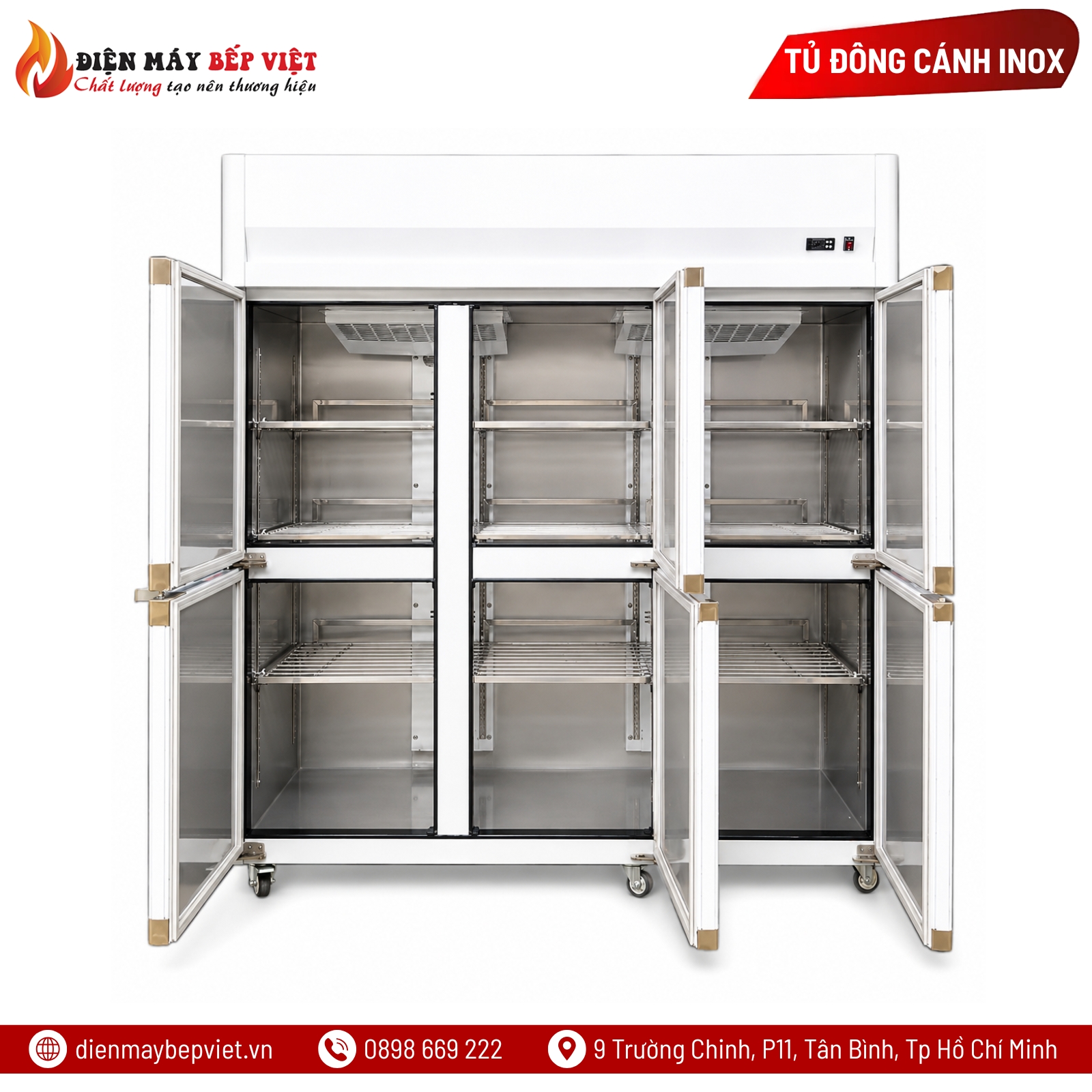 Tủ Đông Mát Inox 6 Cánh 1500L Quạt Lạnh Snow Village SLLDZ4-1300LD/1500L